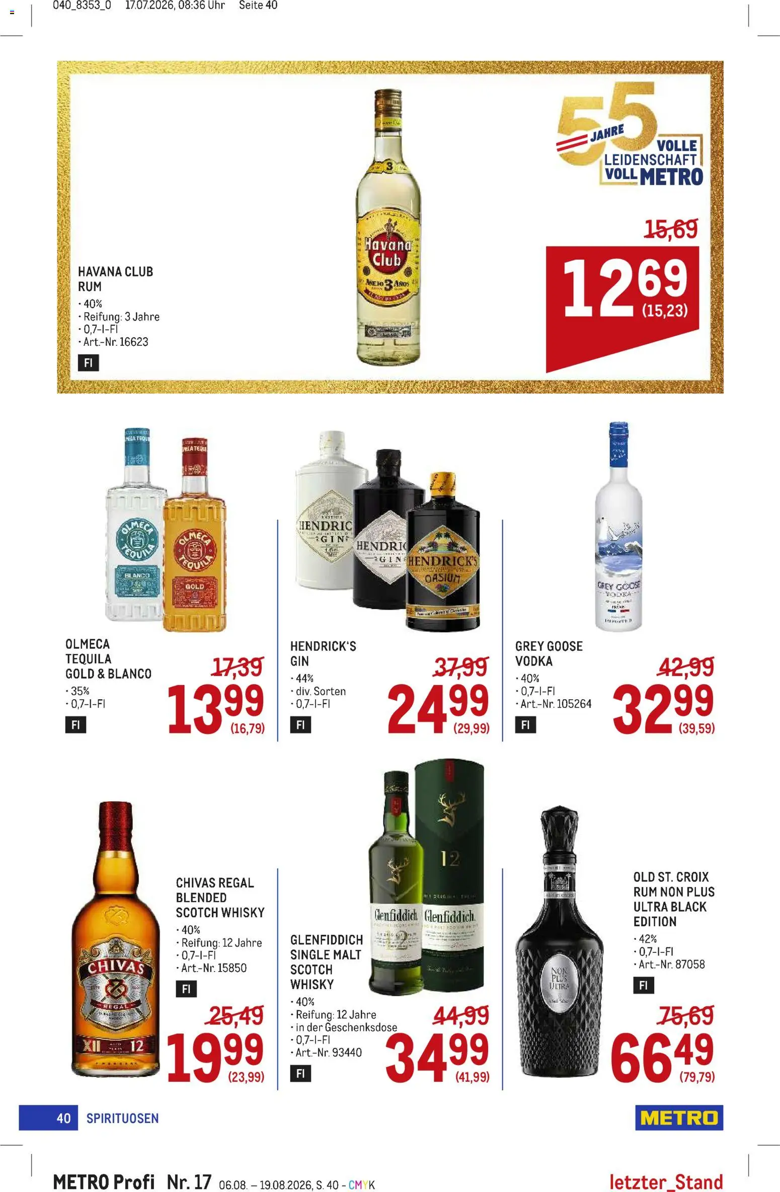 Metro angebote Profi gültig ab 06.08.2026 | Seite: 40 | Produkte: Gin, Uhr, Regal