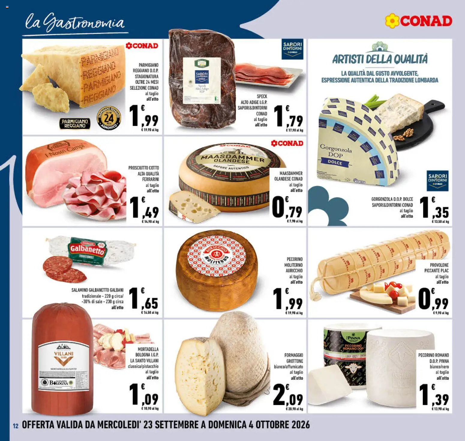 Volantino Conad del 23/09/2026 | Pagina: 12 | Prodotti: Speck, Prosciutto Cotto, Sale, Pecorino