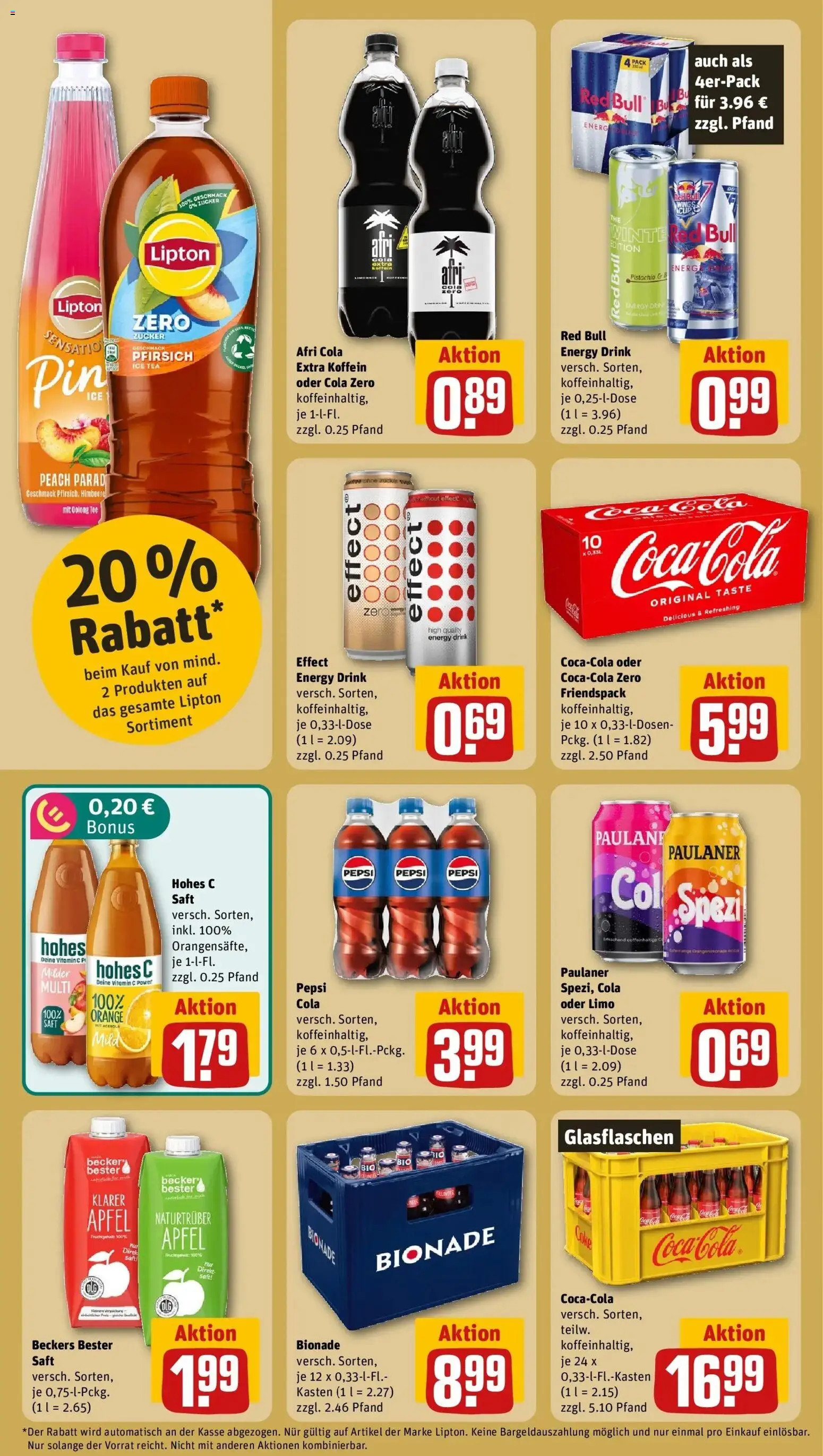 REWE Prospekt ab 19.10.2026 zum Blättern » Angebote | Seite: 24 | Produkte: Red bull, Pfirsich, Saft, Paulaner