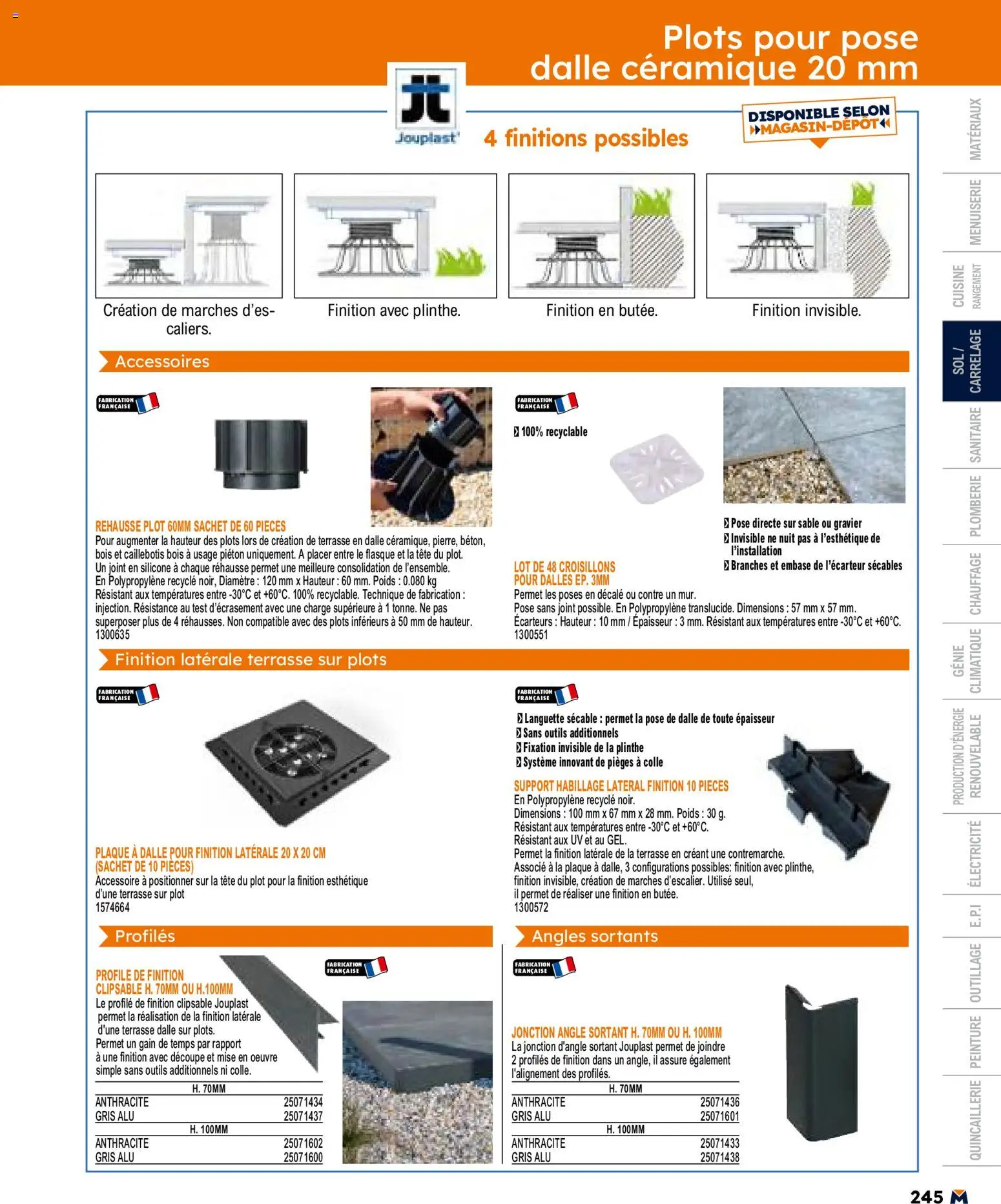 {H1} | Page: 245 | Produits: Poids, Plinthe, Caillebotis, Colle