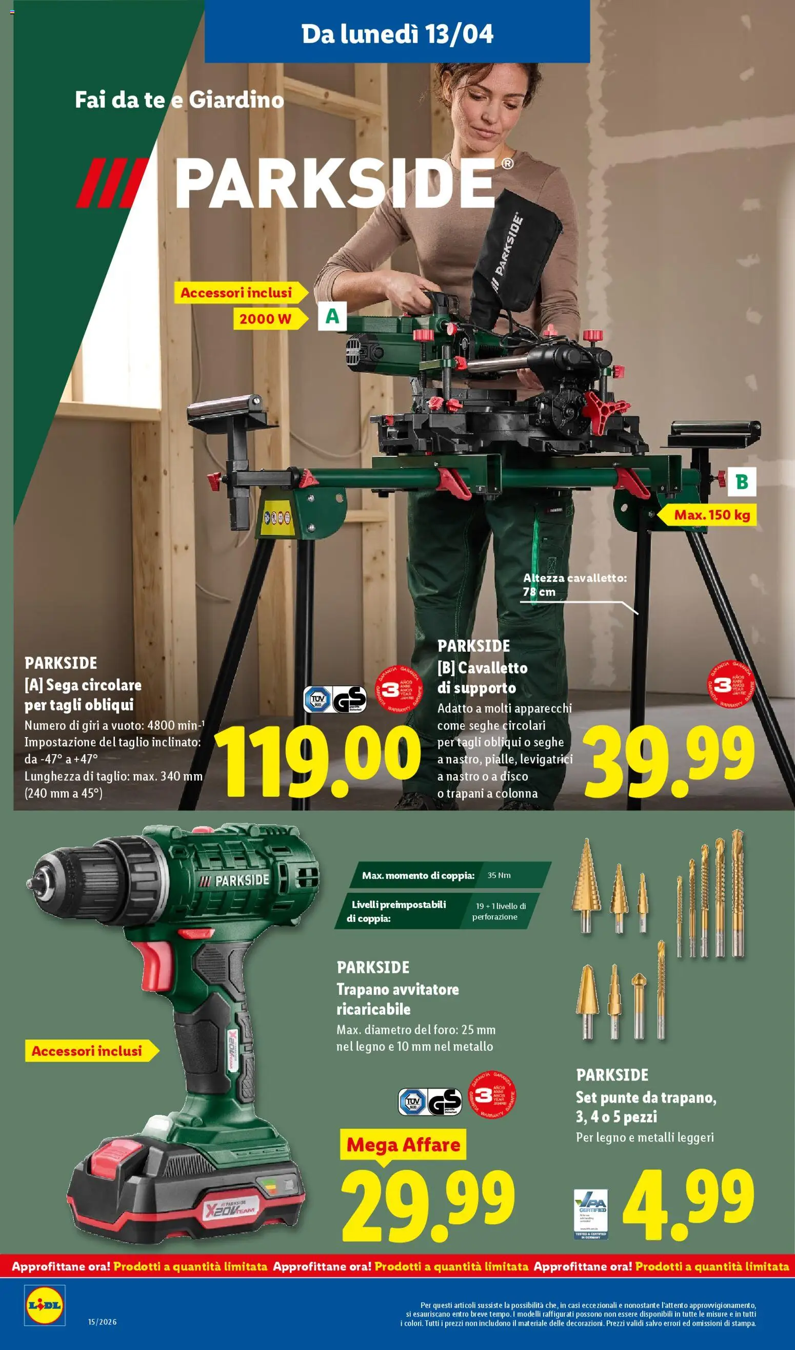 Volantino Lidl del 09.04.2026 | Pagina: 36 | Prodotti: Tè, Trapano, Disco, Sega