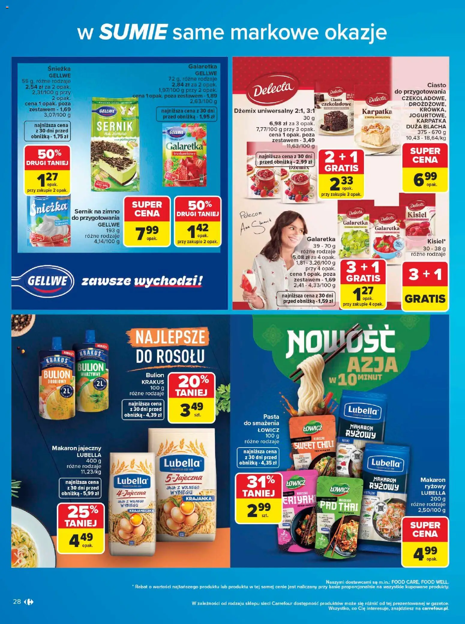 Carrefour gazetka - W sumie same markowe okazje od 08.06.2026 | Strona: 28 | Produkty: Kurczak, Galaretka, Bulion warzywny, Makaron