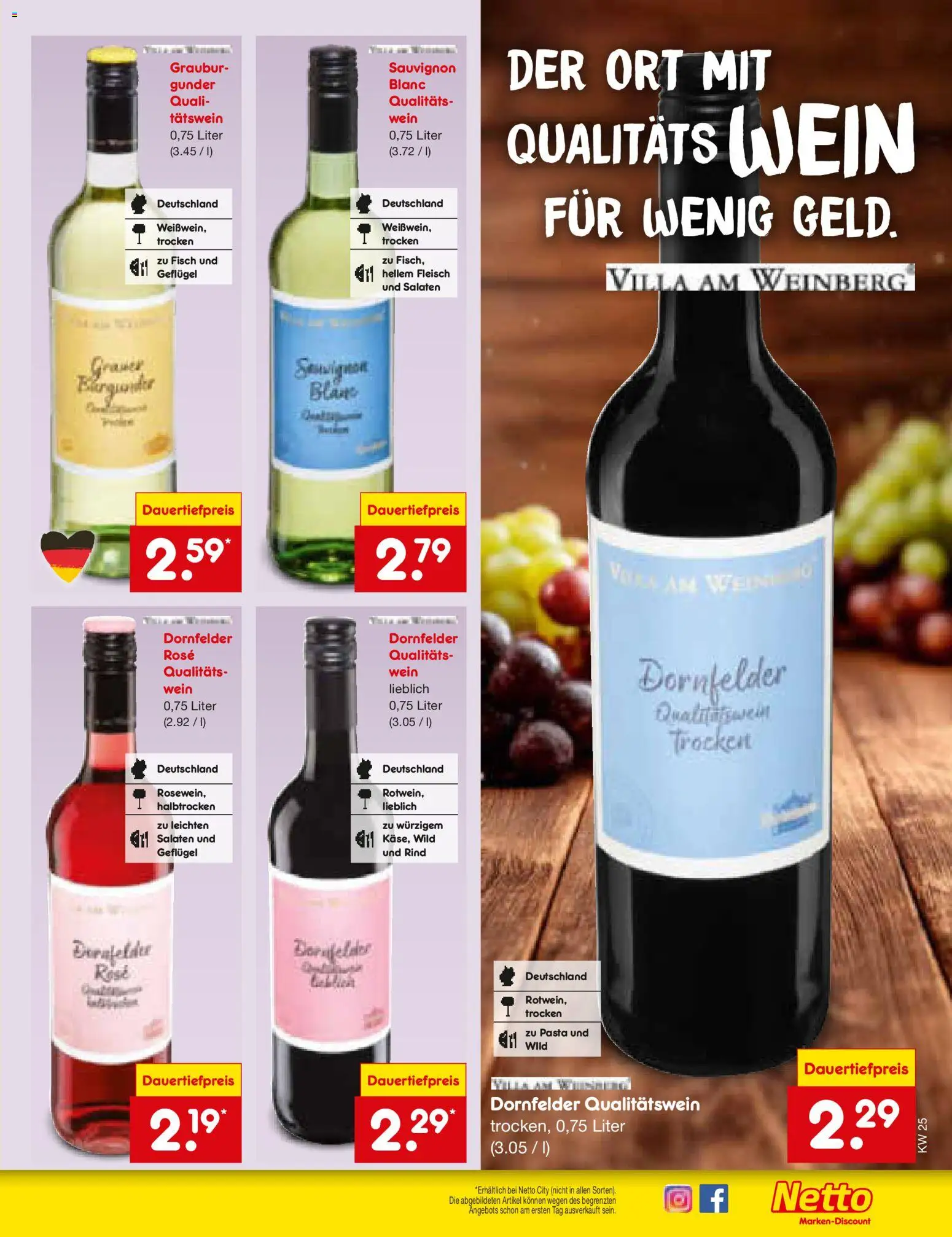 Netto Marken-Discount Prospekt – gültig ab 15.06.2026 | Seite: 29 | Produkte: Fisch, Pasta, Wein, Fleisch