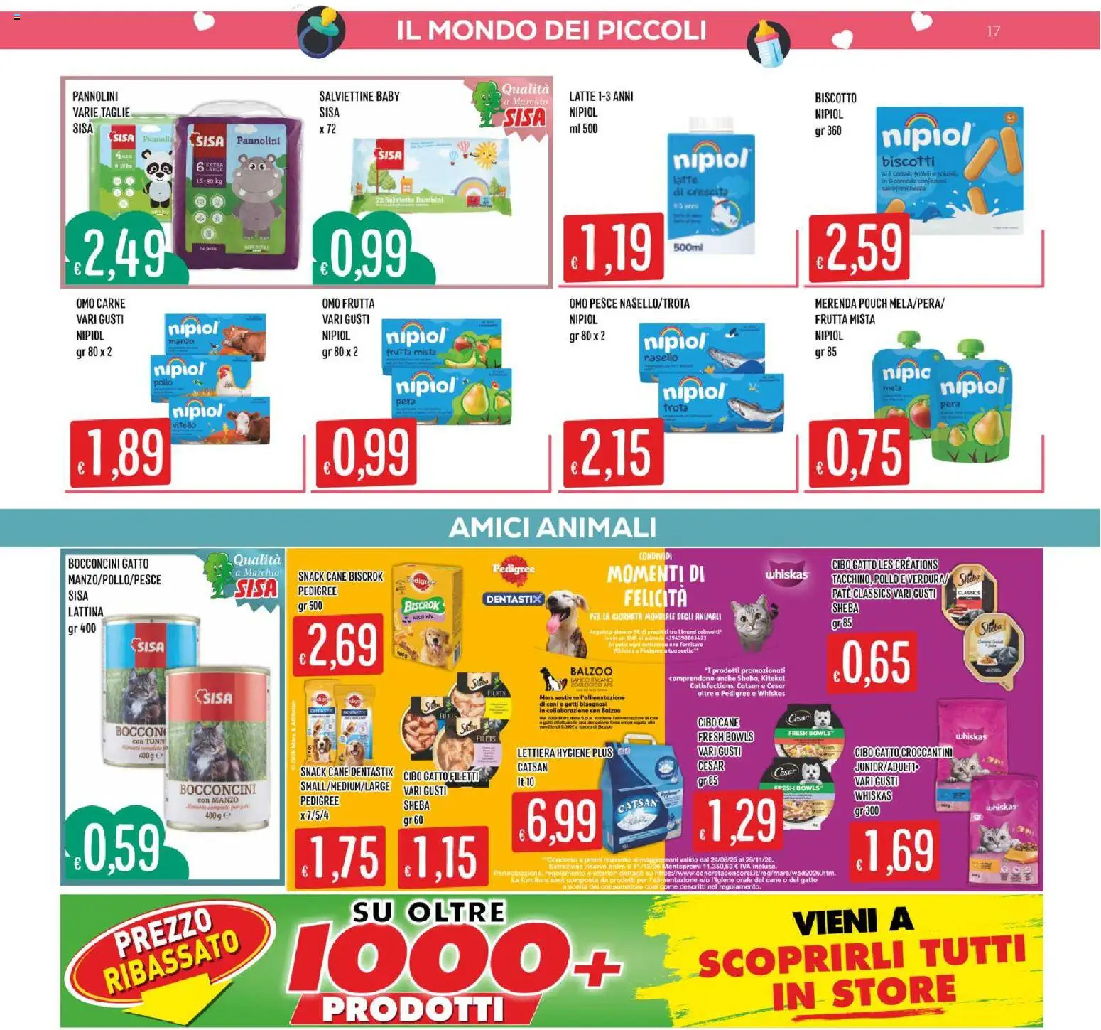Volantino SISA del 01/10/2026 | Pagina: 17 | Prodotti: Pannolini, Biscotti, Latte, Nasello