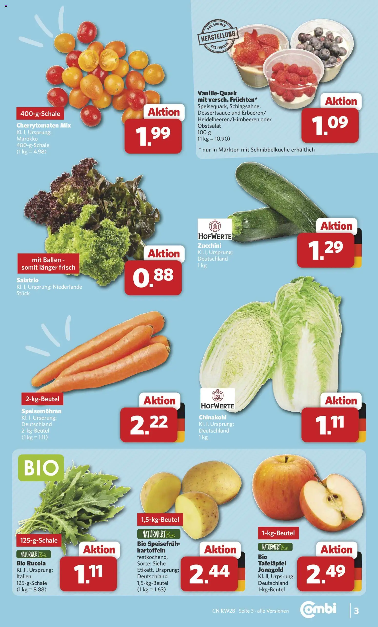 Combi Prospekt – gültig ab 06.07.2026 | Seite: 3 | Produkte: Rucola, Kartoffeln, Chinakohl, Zucchini