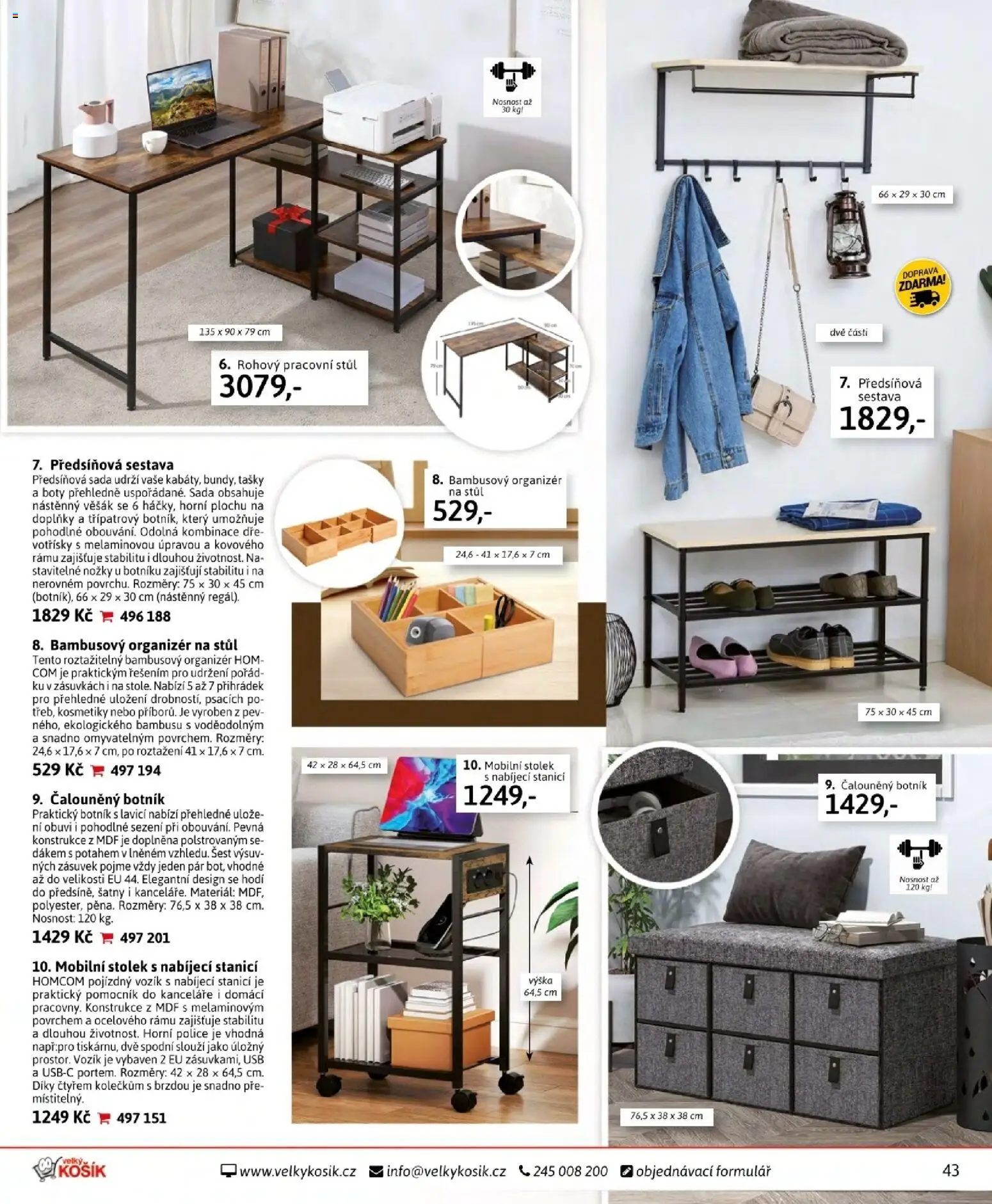 Velký Košík katalog květen 2026 od 01.05.2026 | Strana: 43 | Produkty: Tašky, Pracovní stůl, Boty, Botník