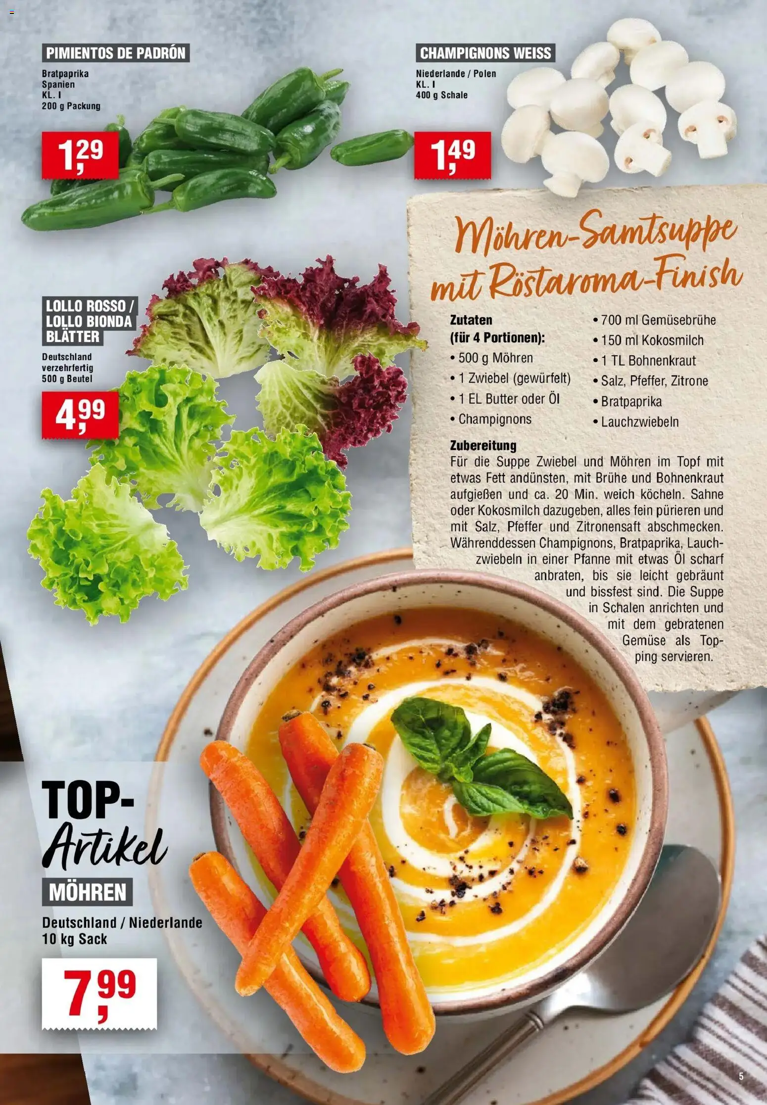 Edeka Prospekt Offenburg – gültig ab 13.08.2026 | Seite: 5 | Produkte: Top, Champignons, Gemüse, Pfeffer