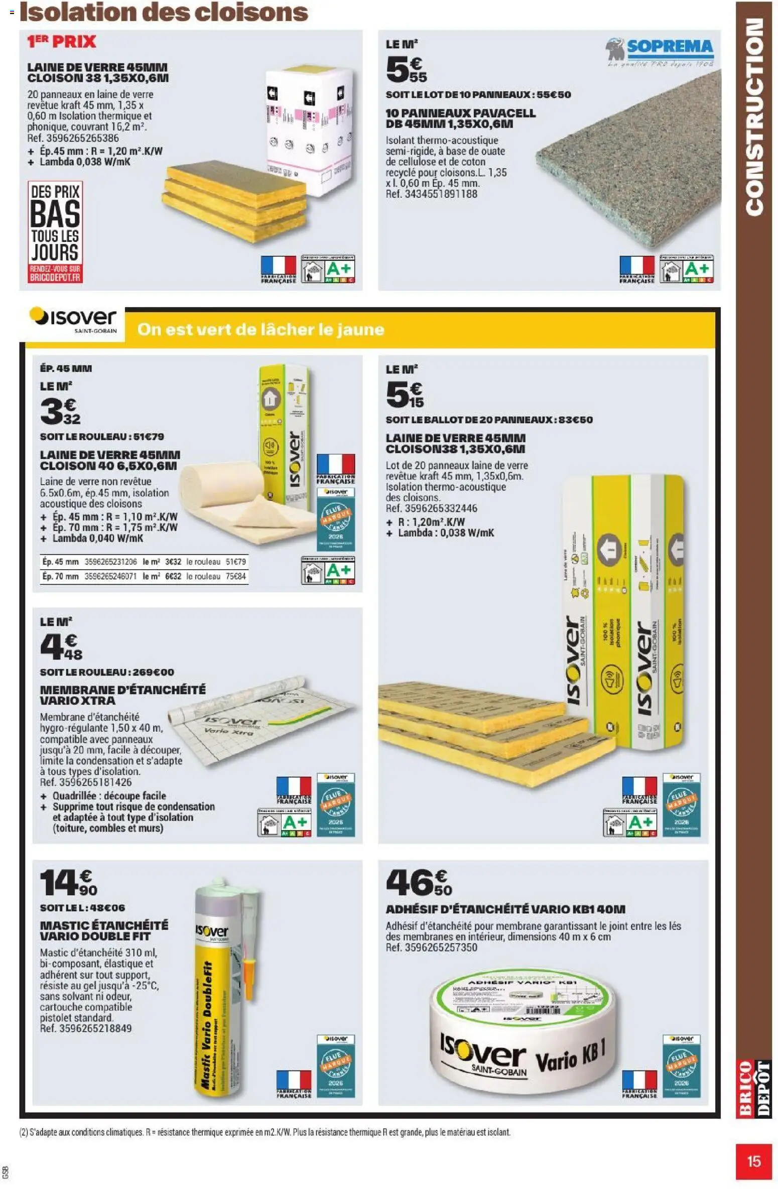 {H1} | Page: 15 | Produits: Base, Coton, Laine de verre, Cartouche