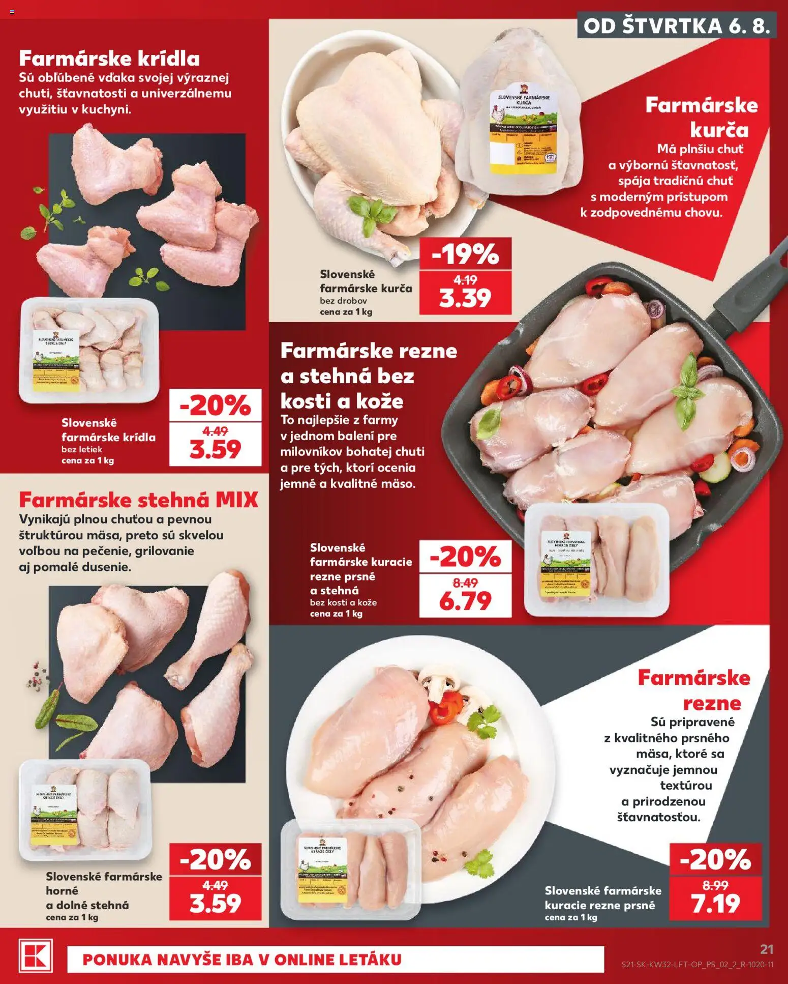 Nové Kaufland akcie – leták je platný od 06.08.2026 | Strana: 21 | Produkty: Kuracie rezne, Kurča