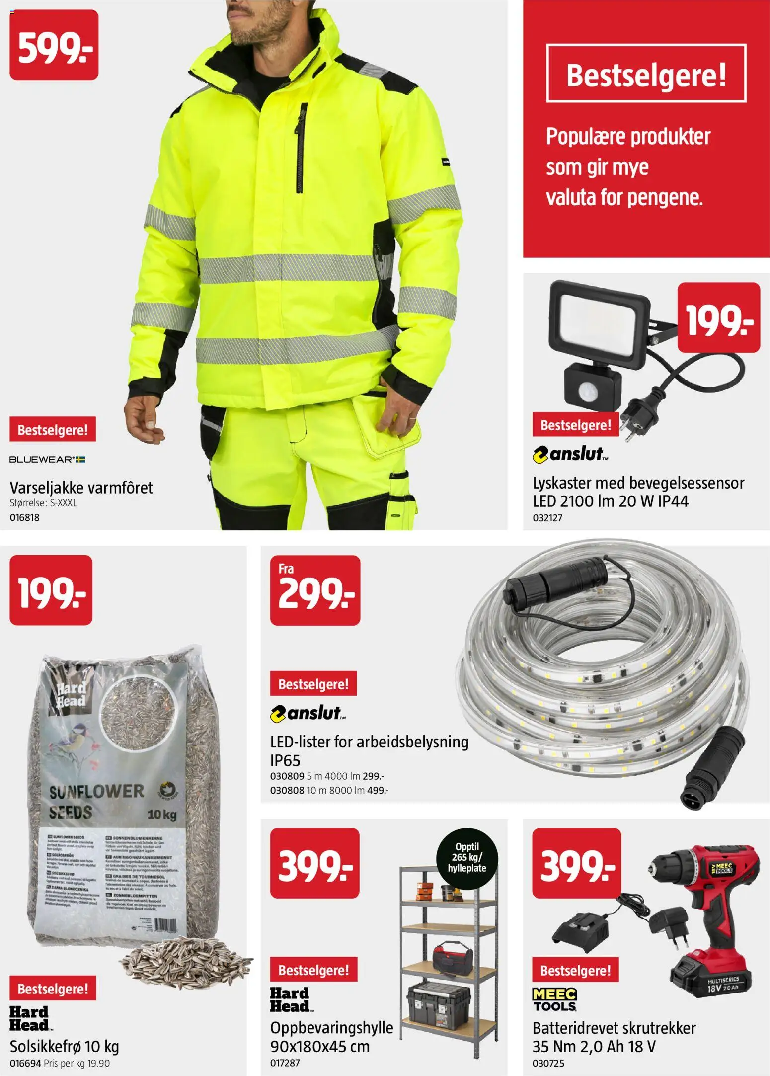 {H1} | Side: 9 | Produkter: Skrutrekker, And, Batteridrevet skrutrekker, Solsikkefrø