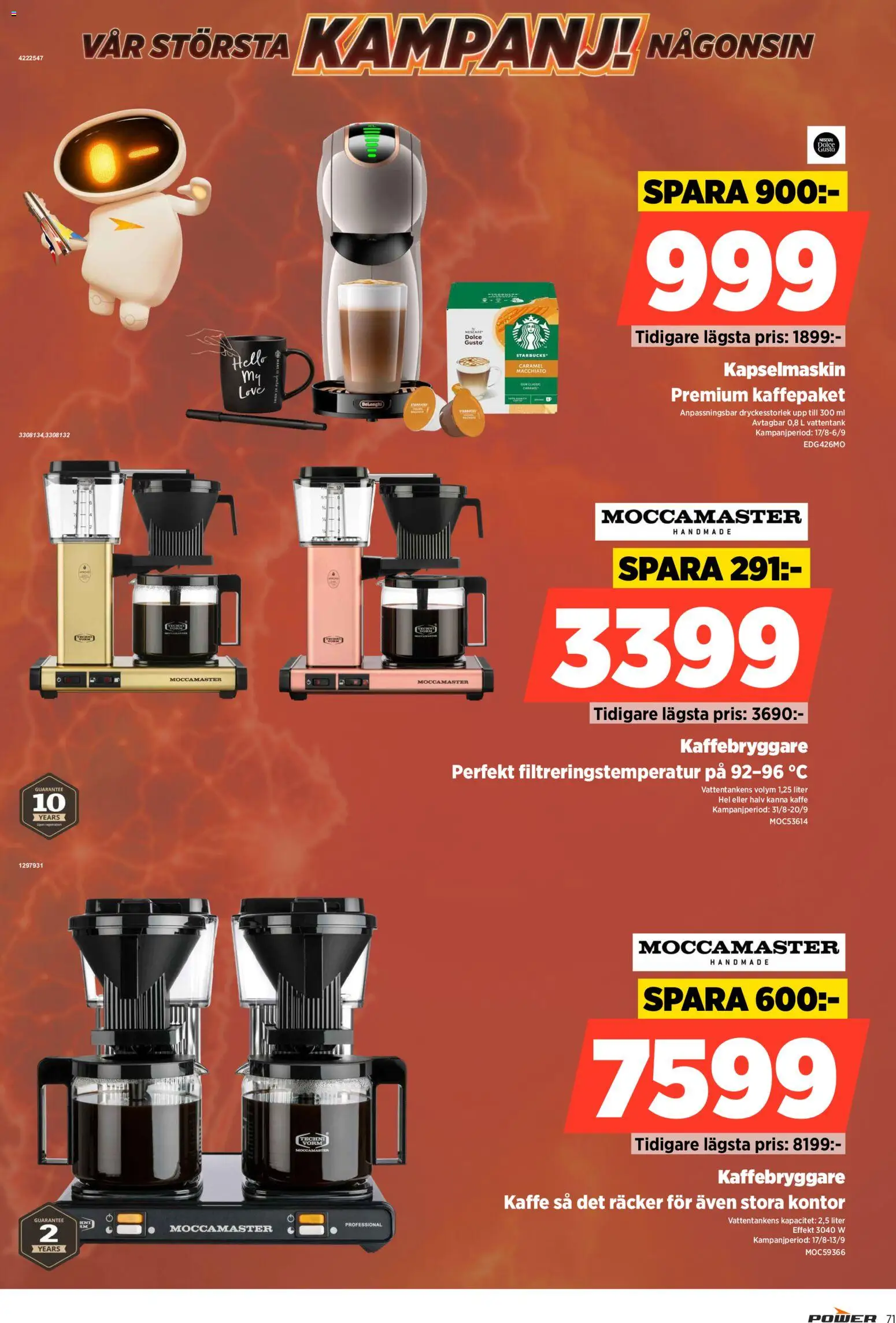Power reklamblad aktuell från 31/08/2026 | Sida: 71 | Produkter: Kaffebryggare, Kaffe, Kapselmaskin