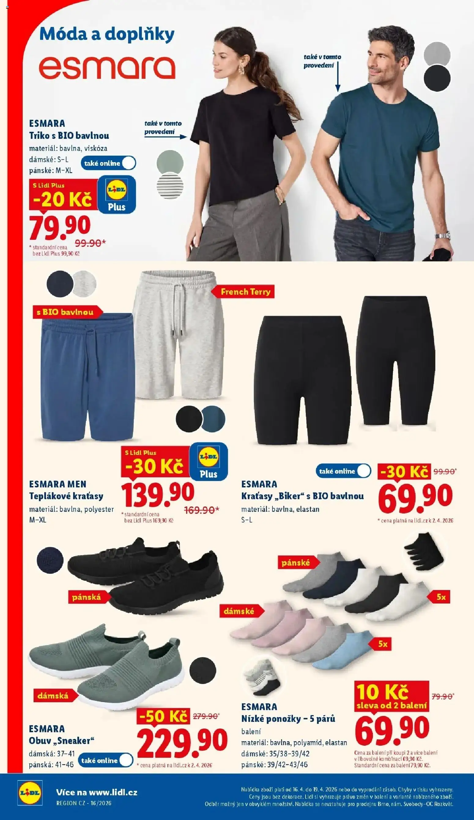 Lidl aktuální leták od 16.04.2026 | Strana: 36 | Produkty: Kraťasy, Ponožky, Obuv