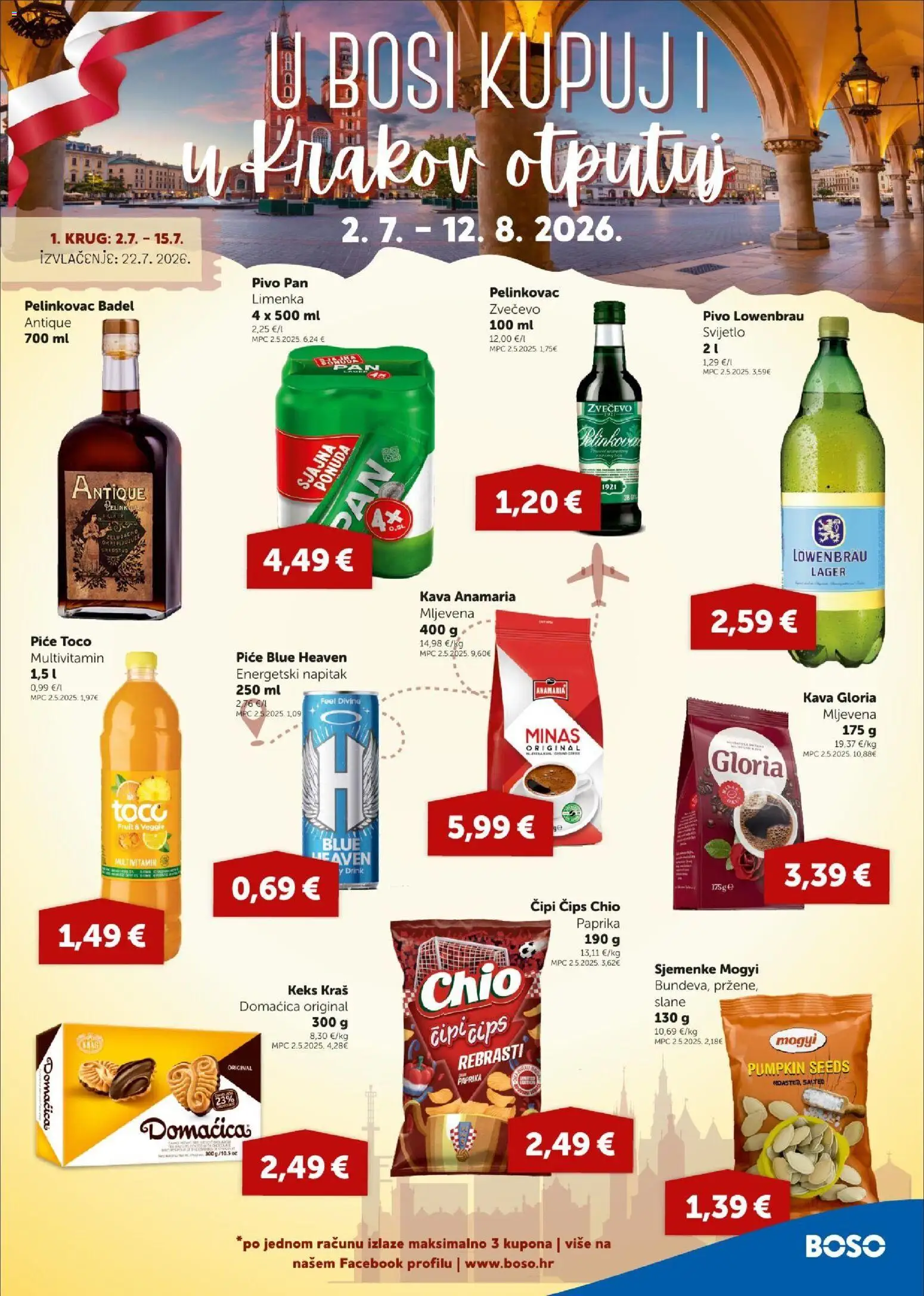 Boso katalog | vrijedi od 02.07.2026 | Stranica: 15 | Proizvodi: Pivo, Čips, Pelinkovac Antique, Pan