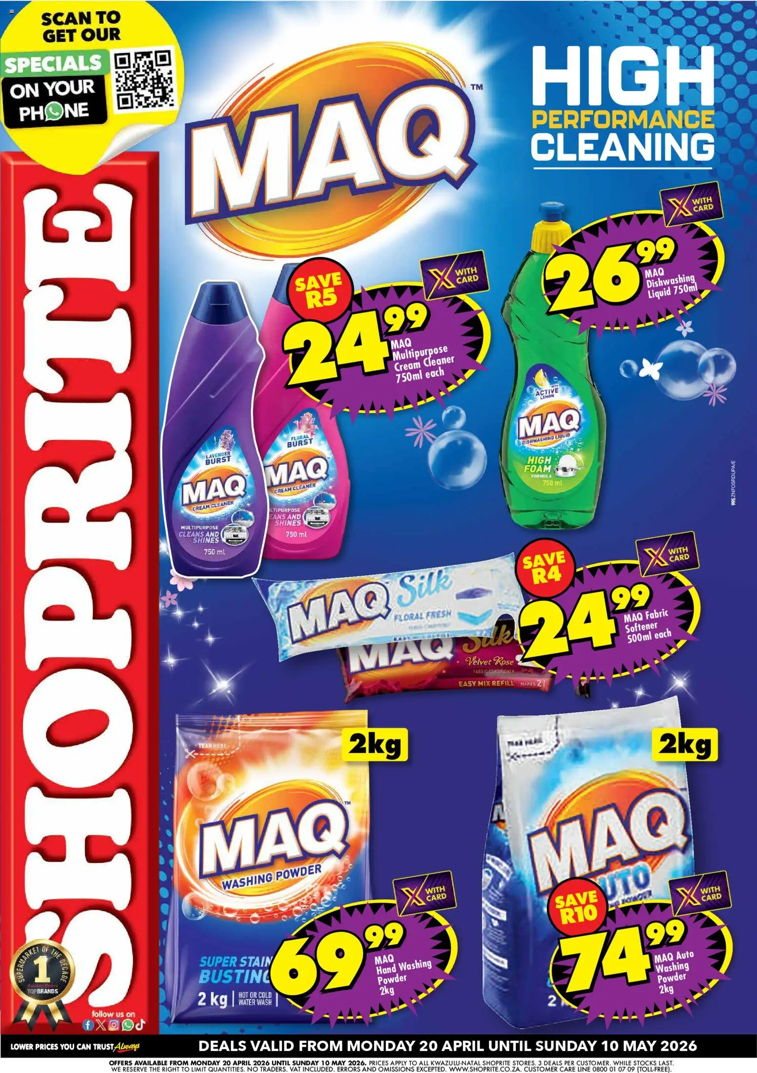 New Shoprite catalogue – valid from 20.04.2026 | Page: 1 | Products: Phone, Cream, Lemon, Dishwashing liquid