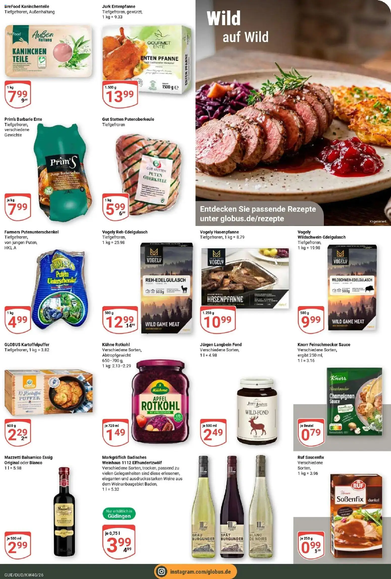 Globus Prospekt Saarbrücken-Güdingen (ab 28.09.2026) » Angebote online | Seite: 13 | Produkte: Balsamico, Essig, Kaninchen, Knorr