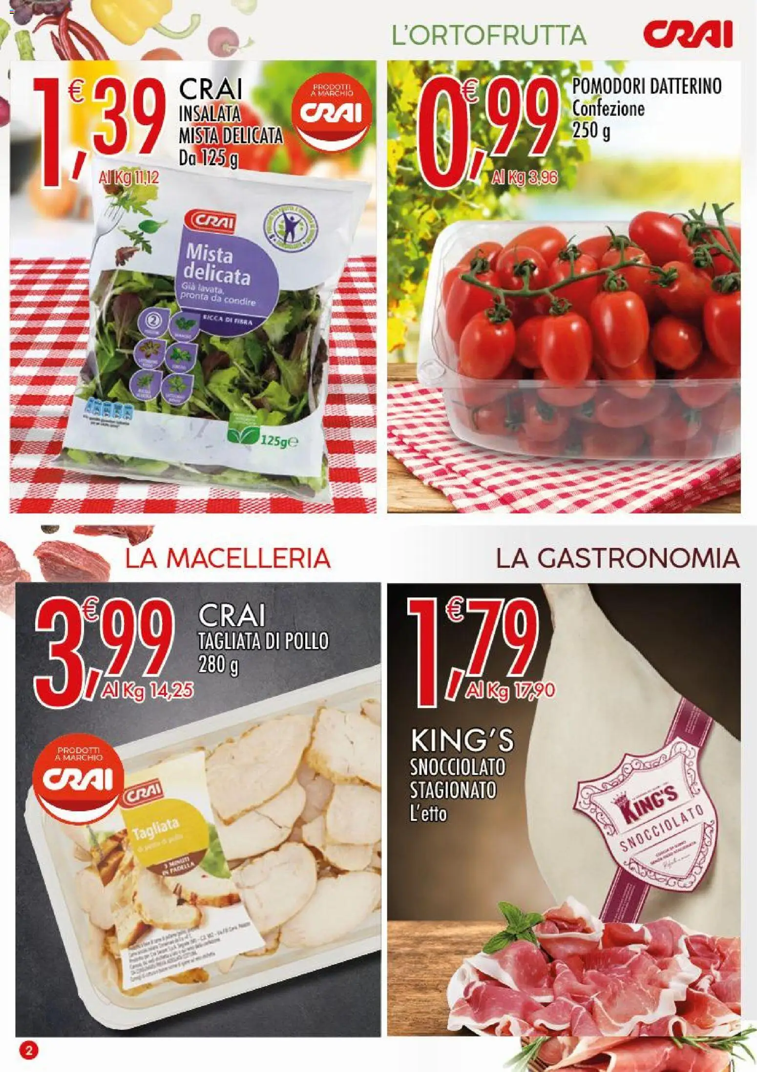 Volantino CRAI del 11.06.2026 | Pagina: 2 | Prodotti: Pollo, Insalata, Pomodori