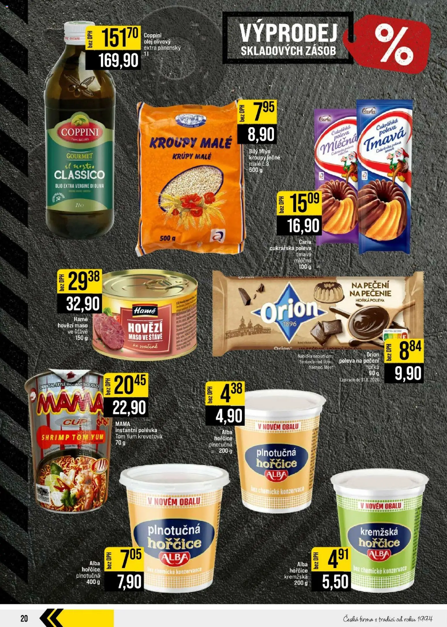 Jip leták - Cash & Carry od 26.08.2026 | Strana: 20 | Produkty: Mošt, Kremžská hořčice, Hořčice, Kroupy