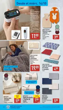 Vista previa Aldi folleto Península válido desde el 12/10/2026 | Página: 14 | Productos: Muñeca, Termómetro, Cojín, Agua