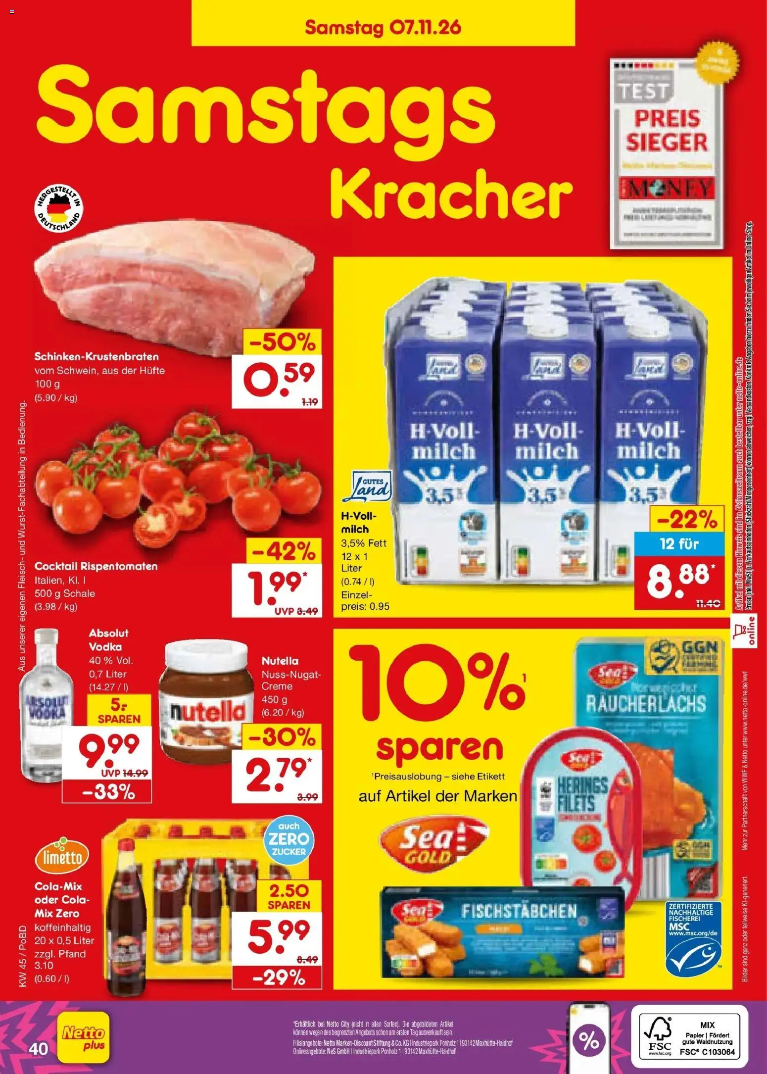 Netto Marken-Discount Prospekt Selb (ab 02.11.2026) » Angebote | Seite: 60 | Produkte: Cola, Räucherlachs, Zucker, Vodka
