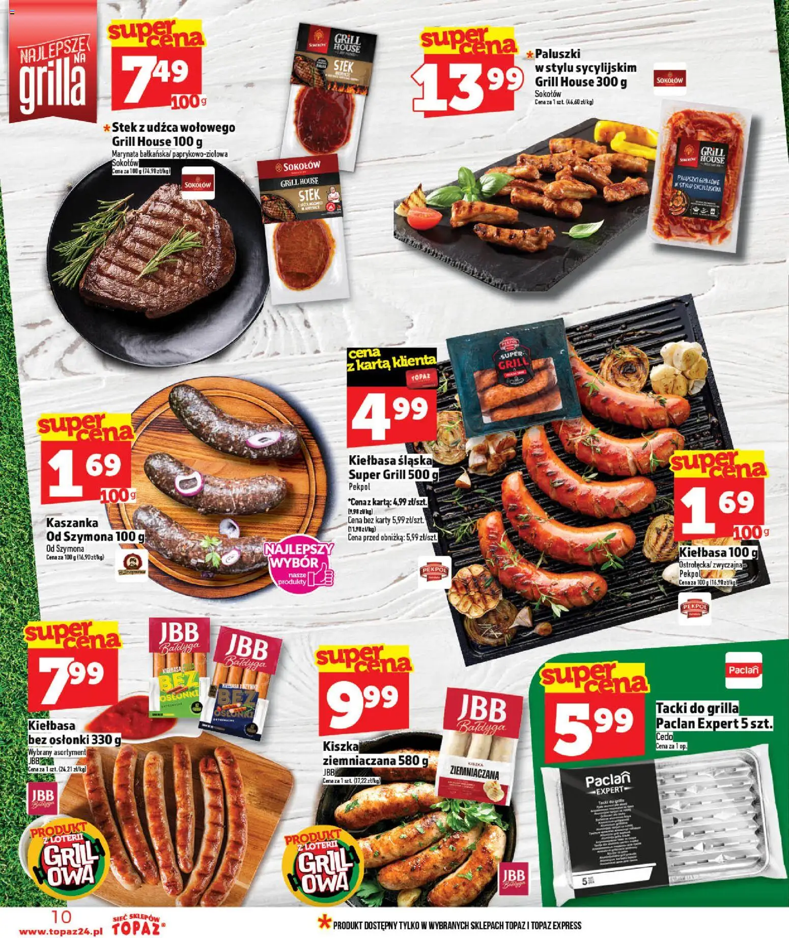 Topaz gazetka - Ceny małe na stałe od 14.05.2026 | Strona: 10 | Produkty: Kiełbasa, Karta, Kiszka ziemniaczana, Kaszanka
