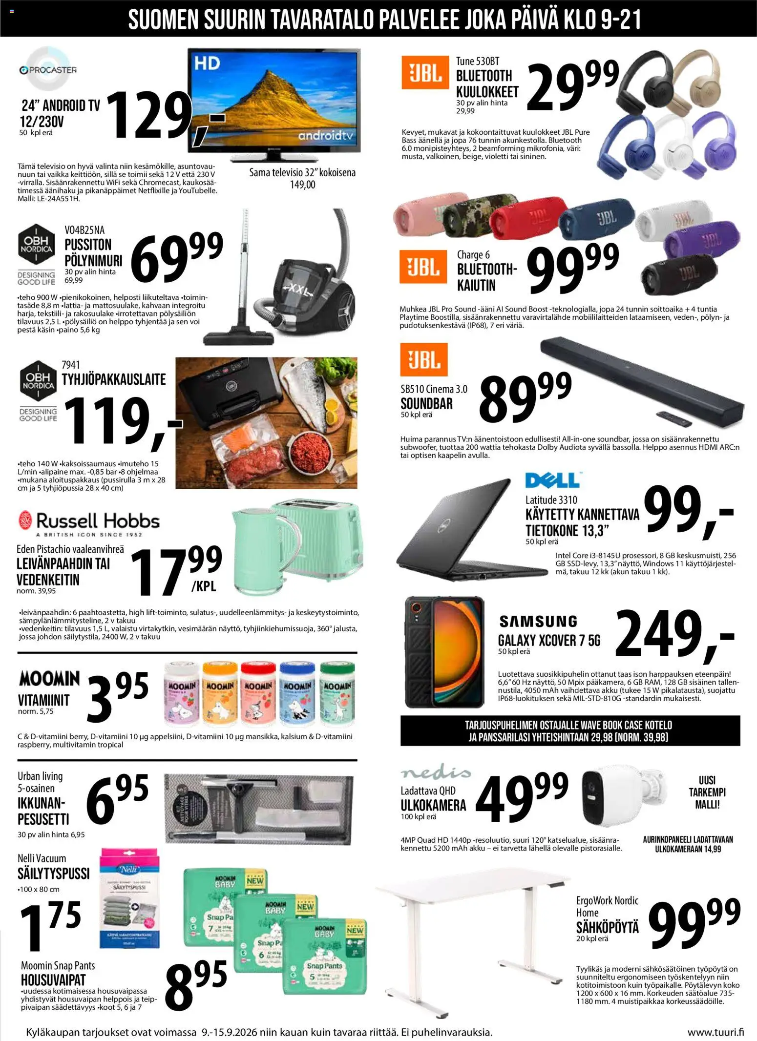Tuuri tarjoukset – voimassa 09/09/2026 alkaen | Sivu: 2 | Tuotteet: Vedenkeitin, Akku, Soundbar, Kuulokkeet