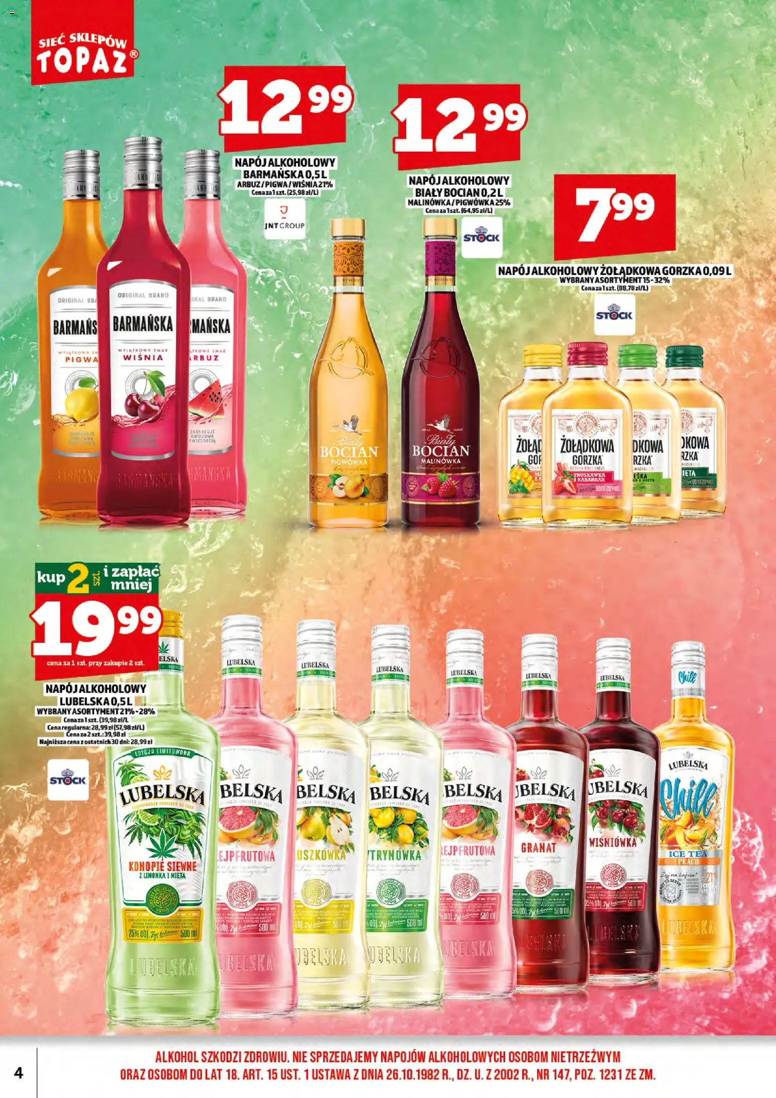 Topaz gazetka alkoholowa od 17.08.2026 | Strona: 6 | Produkty: Pigwa, Ice Tea, Mięta, Biały Bocian