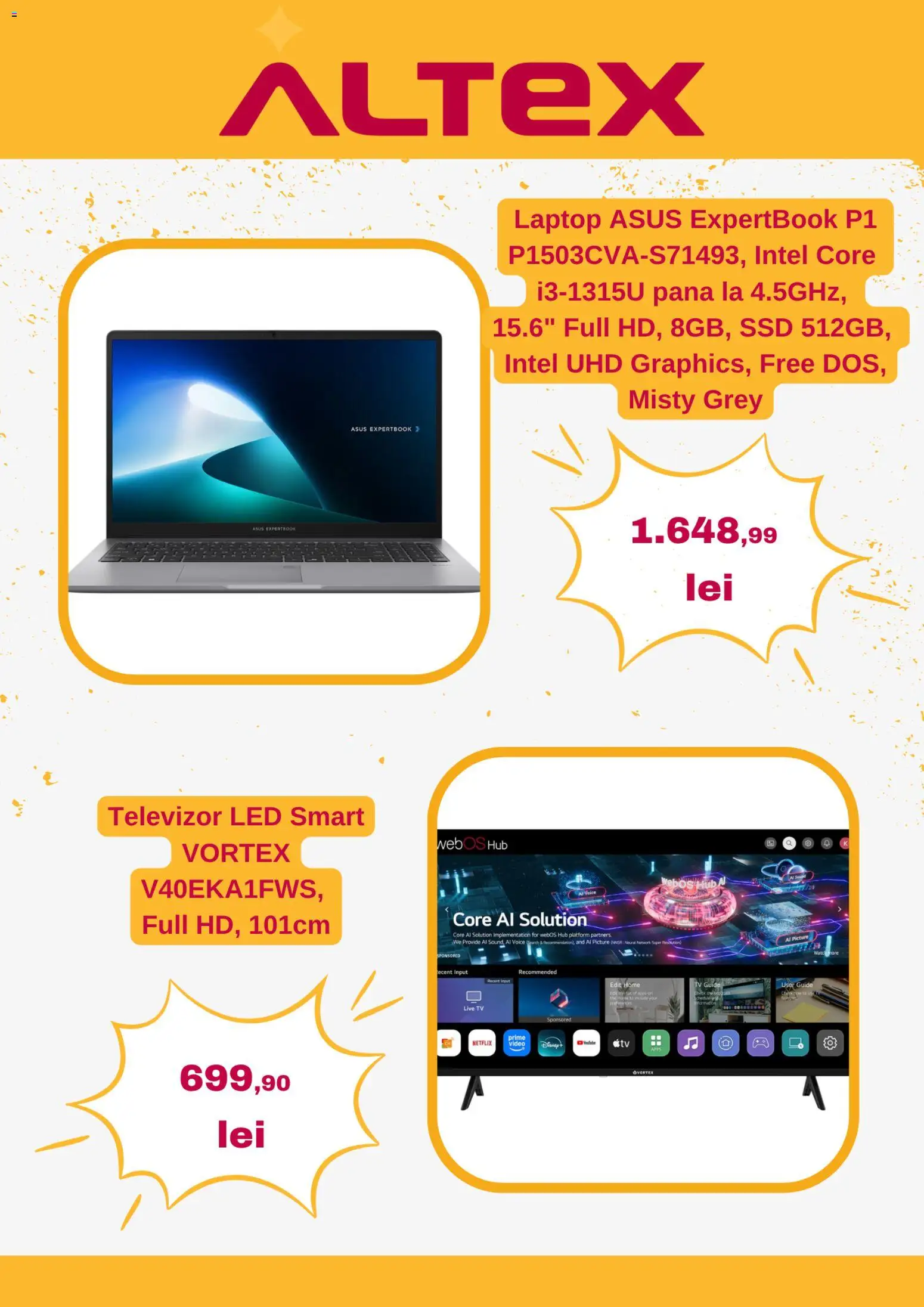 Noul catalog Altex – valabil de la 14.05.2026 | Pagină: 3 | Produse: Laptop, Vestiyer, Televizor, Babak