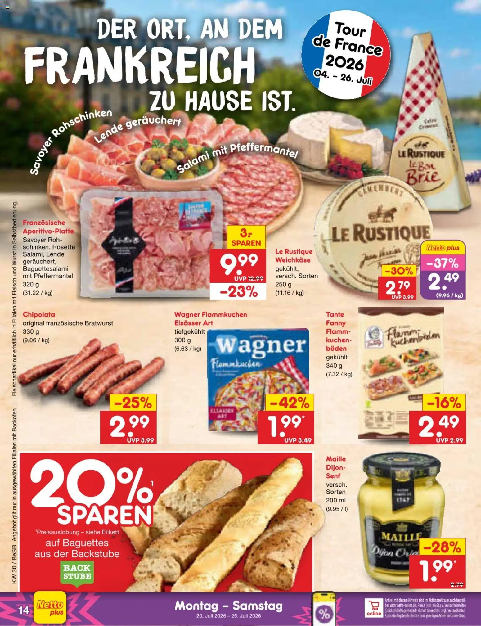 Netto Marken-Discount Prospekt – gültig ab 20.07.2026 | Seite: 24 | Produkte: Bratwurst, Salami, Kuchen, Fleisch
