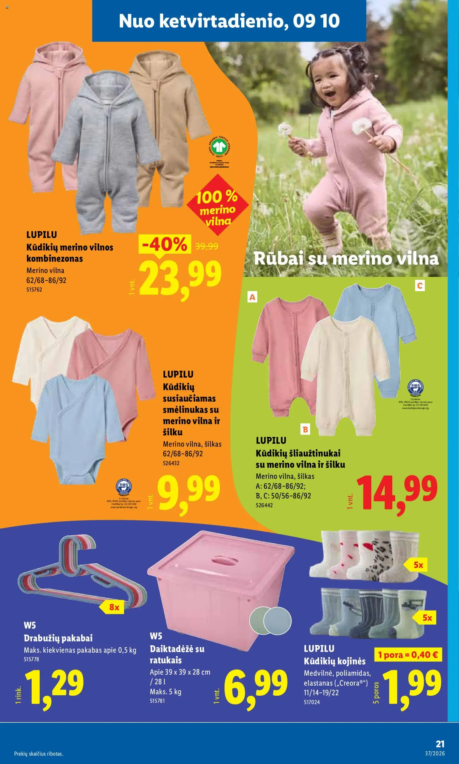 LIDL akcijos nuo 2026.09.07 | Puslapis: 21 | Prekių: Kombinezonas, Kojinės