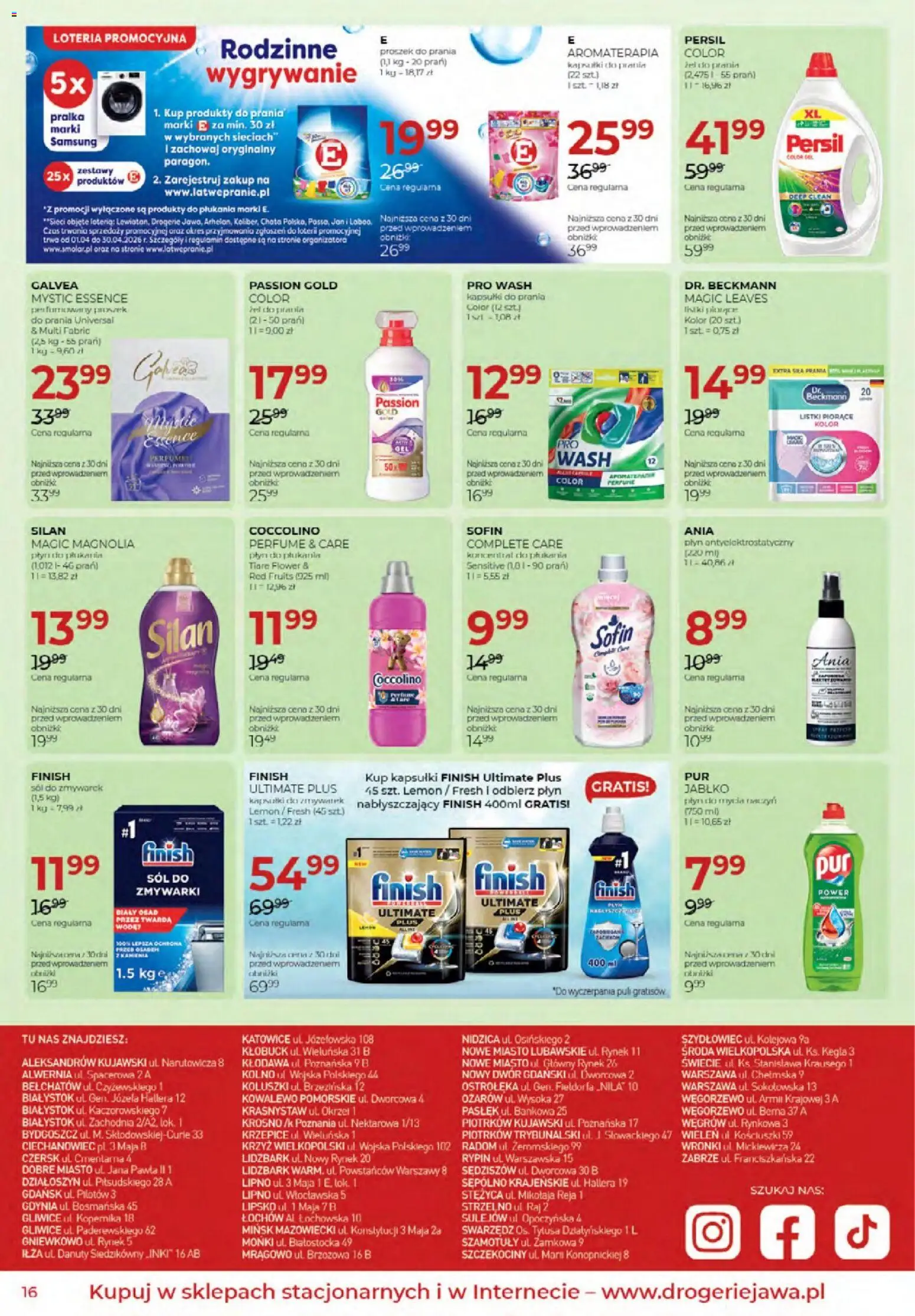 Jawa gazetka od 02.04.2026 | Strona: 16 | Produkty: Kapsułki do prania, Sól do zmywarki, Kapsułki finish, Płyn do mycia naczyń