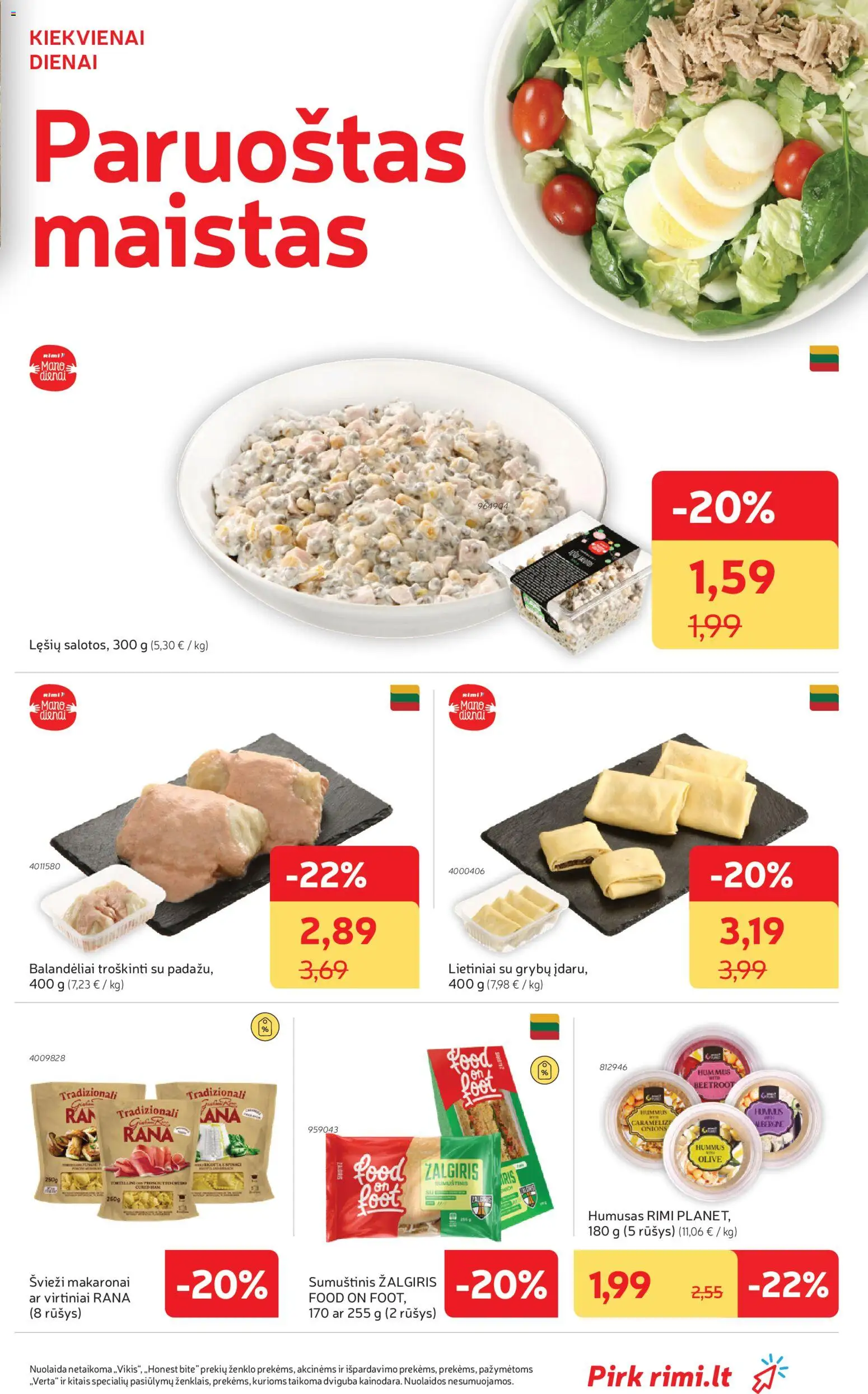 Rimi akcijos nuo 2026.08.11 | Puslapis: 9 | Prekių: Sumuštinis, Makaronai