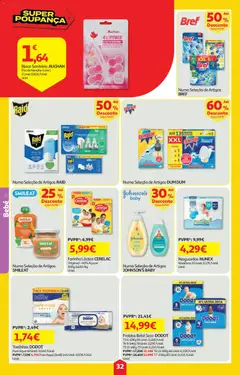 Pré-visualização Auchan folheto válido de 09/07/2026 | Página: 32 | Produtos: Agua, Farinha láctea, Fraldas, Açúcar