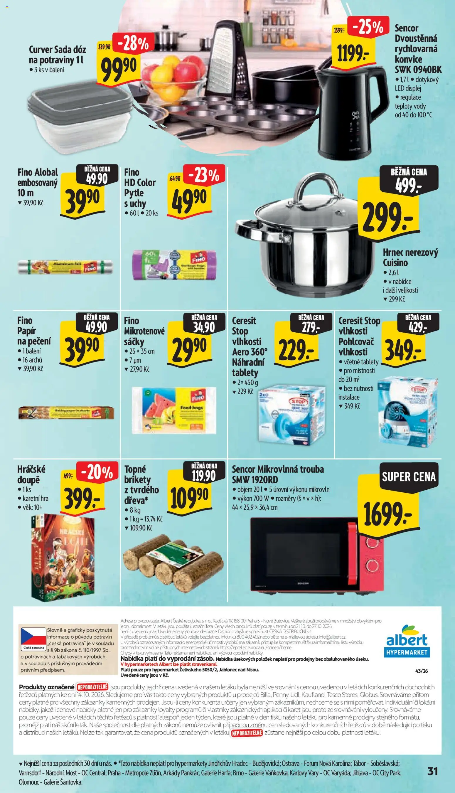 Albert leták - Hypermarket Jablonec nad Tisou od 21.10.2026 | Strana: 47 | Produkty: Brikety, Trouba, Mikrovlnná trouba, LED