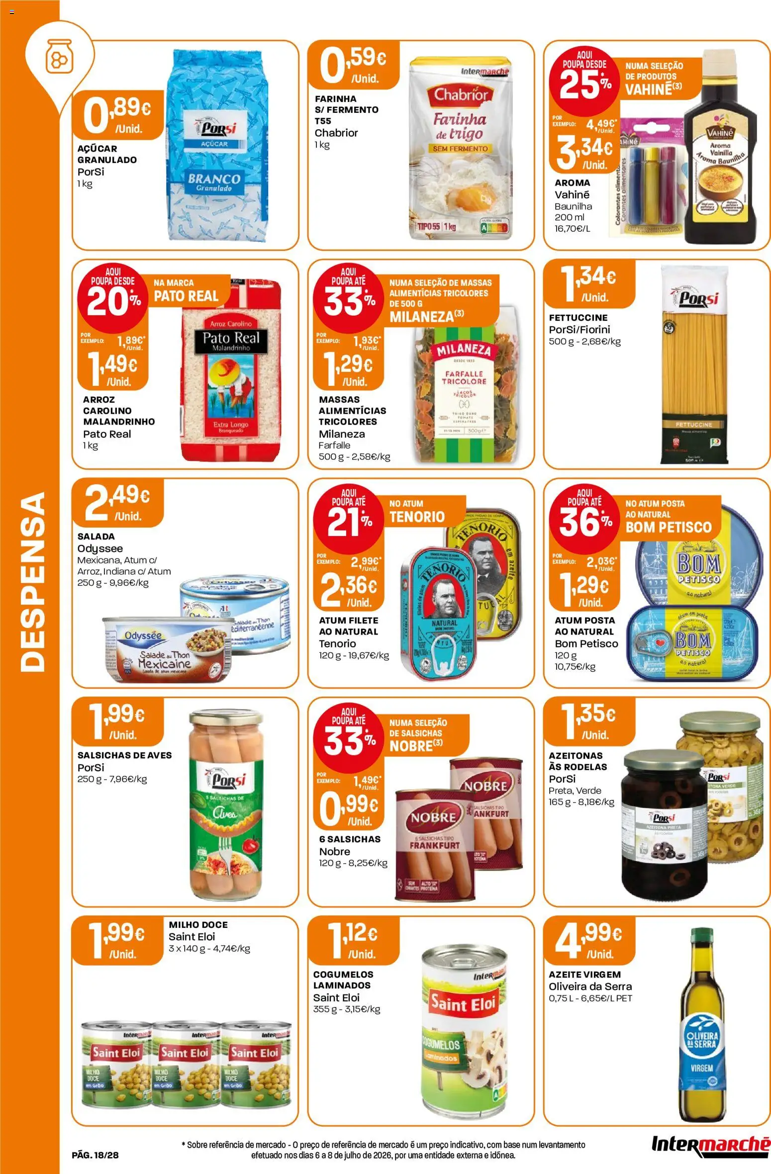 Intermarché Folheto Contact │ válido de 13/08/2026 | Página: 18 | Produtos: Azeite, Açúcar, Salsichas, Milho