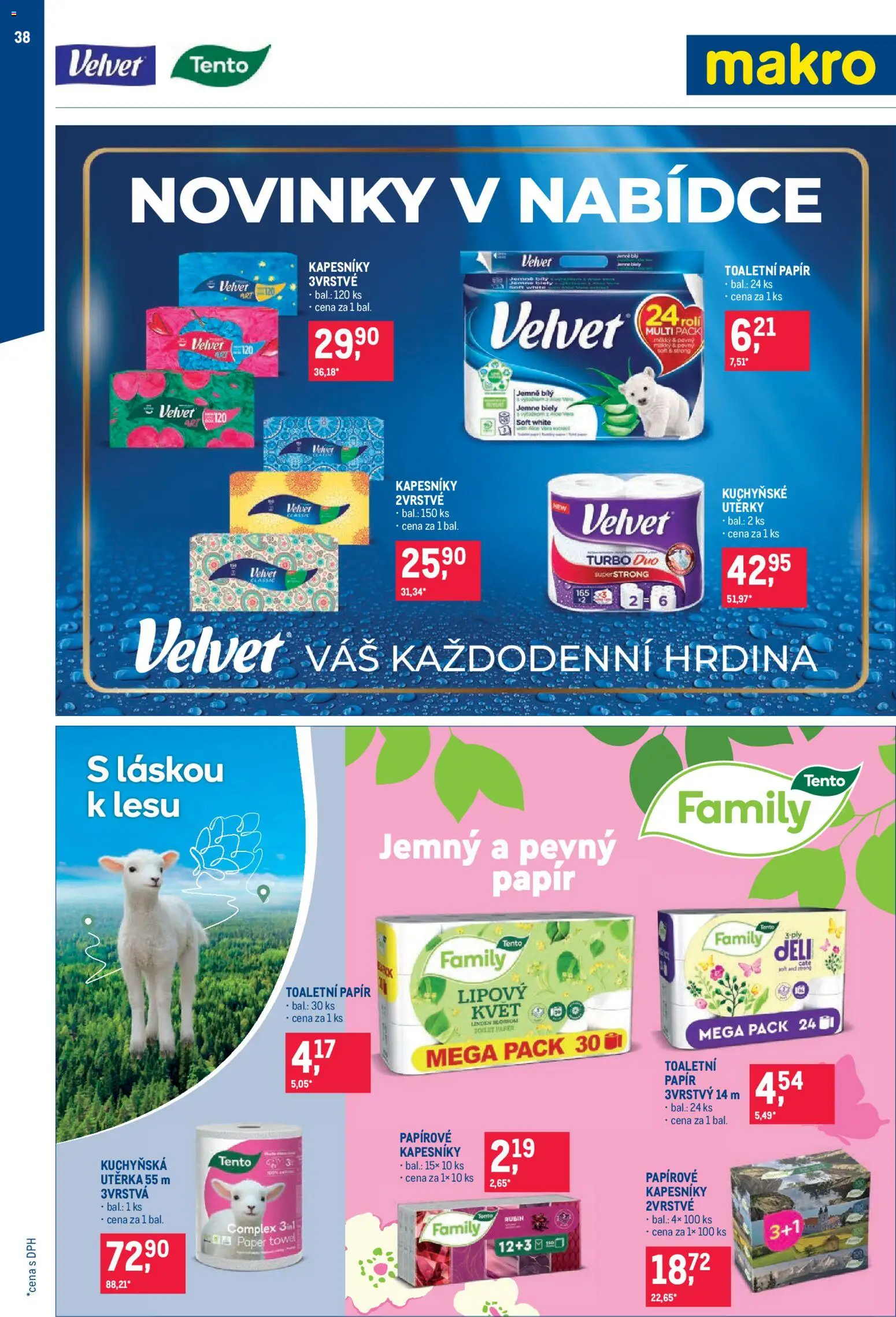 Makro leták - Obchodní partneři od 20.05.2026 | Strana: 38 | Produkty: Utěrky, Toaletní papír, Velvet, Utěrka