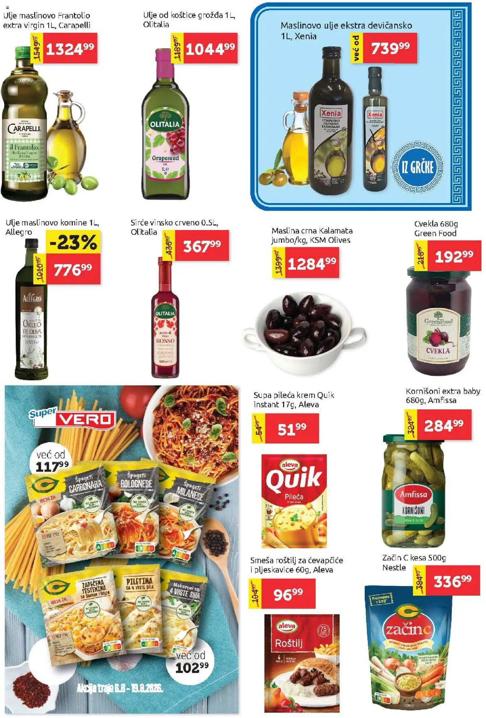 SuperVERO katalog - važi od 06.08.2026 | Strana: 9 | Proizvode: Testenina, Pljeskavice, Kornišoni, Roštilj