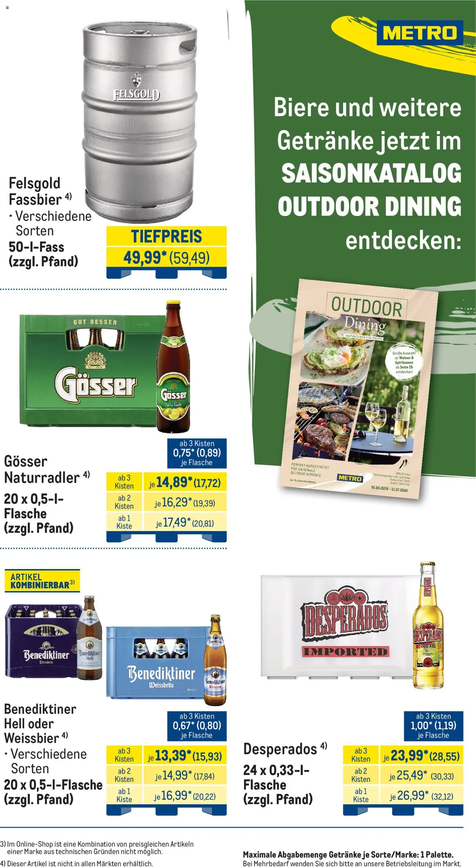 Metro Monats-Menü – gültig ab 01.07.2026 | Seite: 24 | Produkte: Weißbier, Benediktiner hell, Desperados