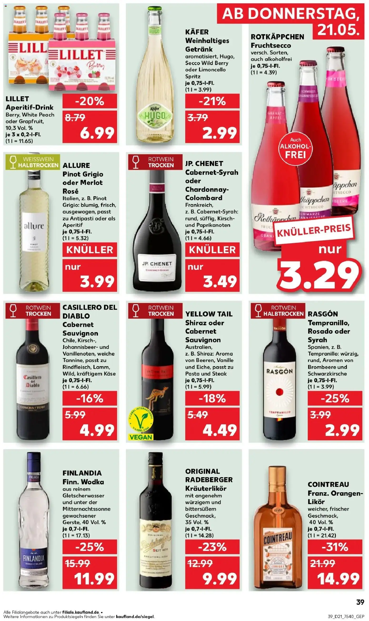 Kaufland Prospekt Cottbus – gültig ab 18.05.2026 | Seite: 44 | Produkte: Rotwein, Likör, Lillet, Steak