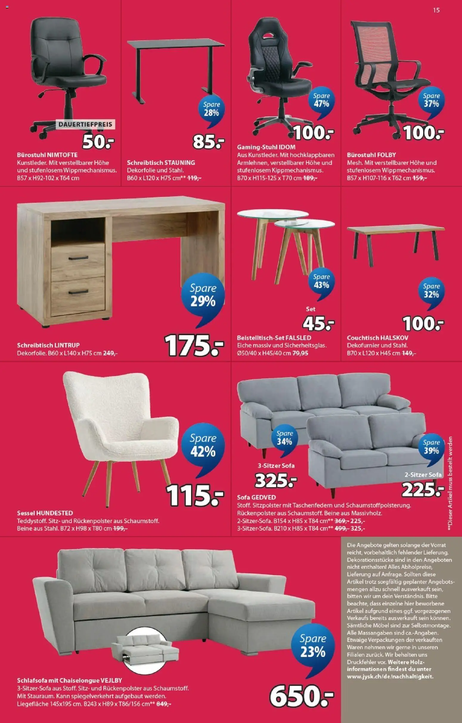 JYSK aktionen – gültig ab 23.06.2026 | Seite: 15 | Produkte: Sofa, Sessel, Couchtisch, Gamingstuhl