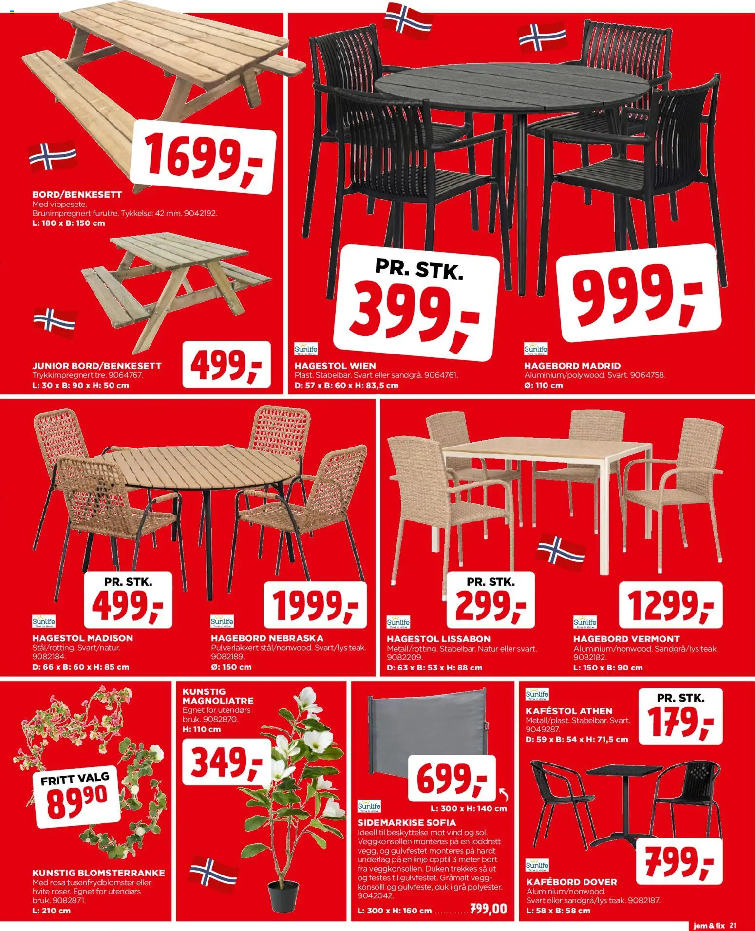 {H1} | Side: 21 | Produkter: Hagebord, Hagestol
