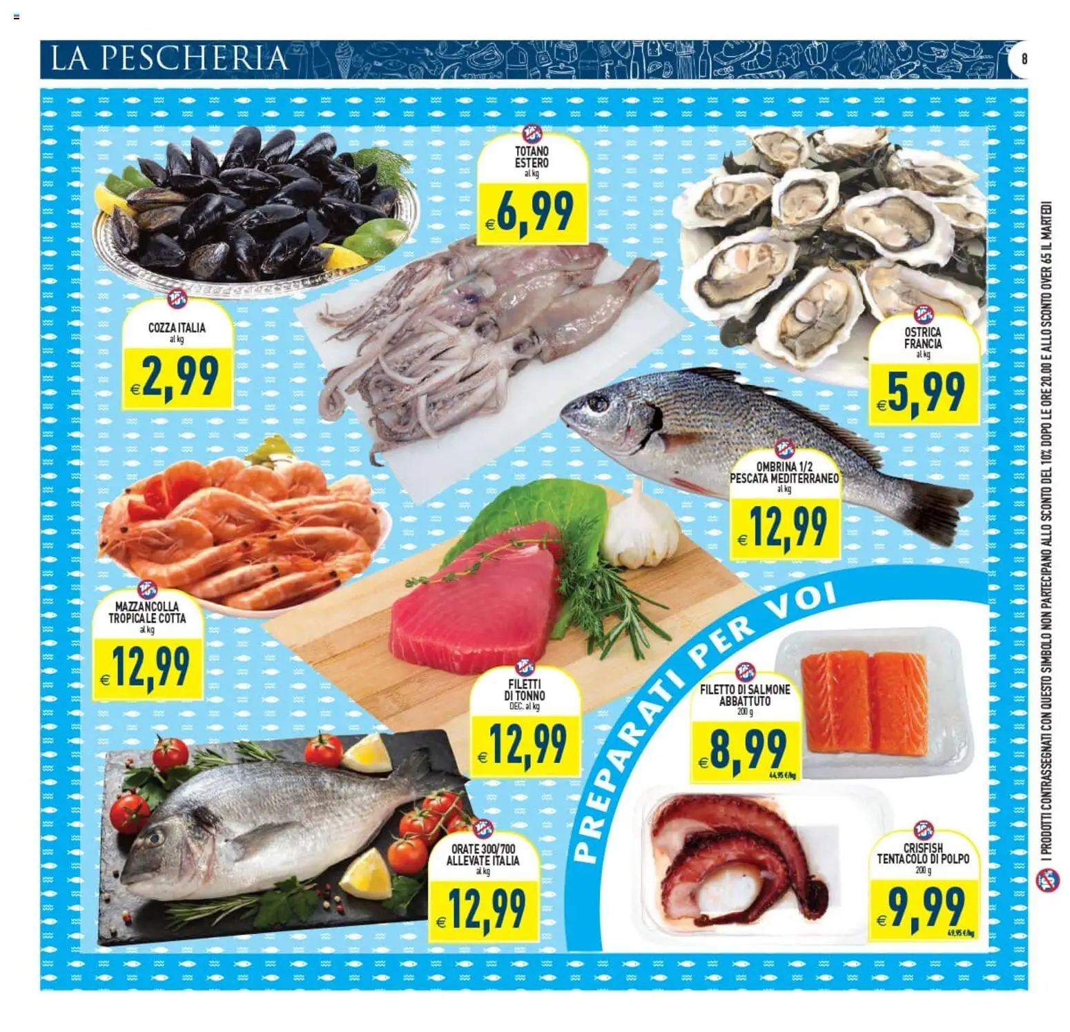 Volantino PIM Supermercati del 10.06.2026 | Pagina: 8 | Prodotti: Salmone, Polpo, Tonno, Totano