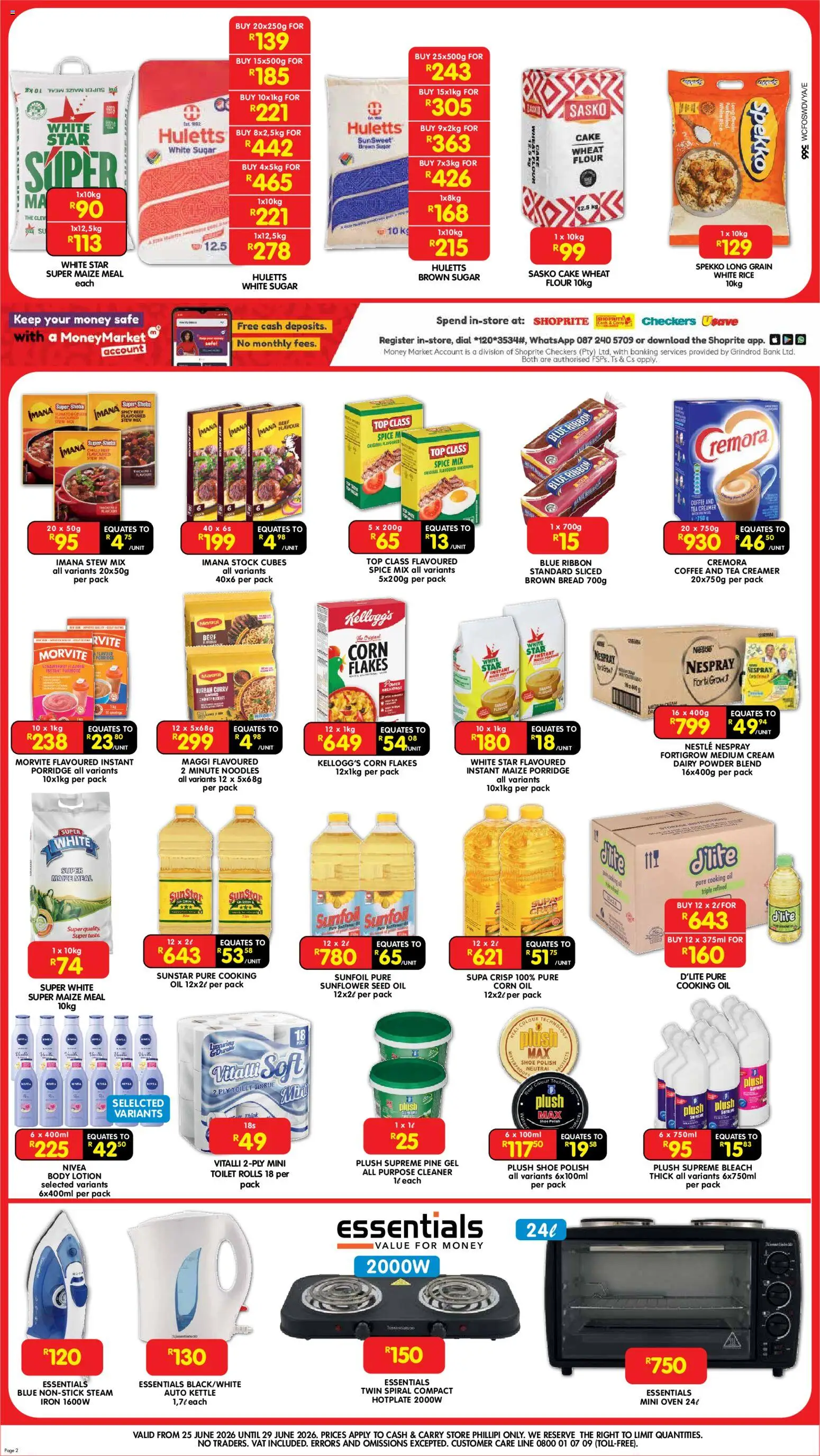 New Shoprite catalogue – valid from 25/06/2026 | Page: 2 | Products: Toilet, Oil, Tea, Cream