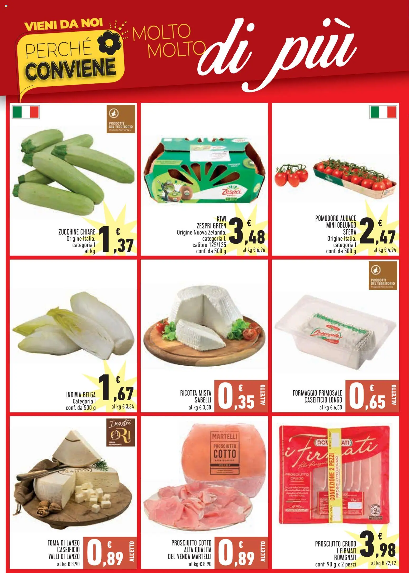 Volantino Conad del 02/07/2026 | Pagina: 2 | Prodotti: Prosciutto Crudo, Prosciutto Cotto, Kiwi, Zucchine