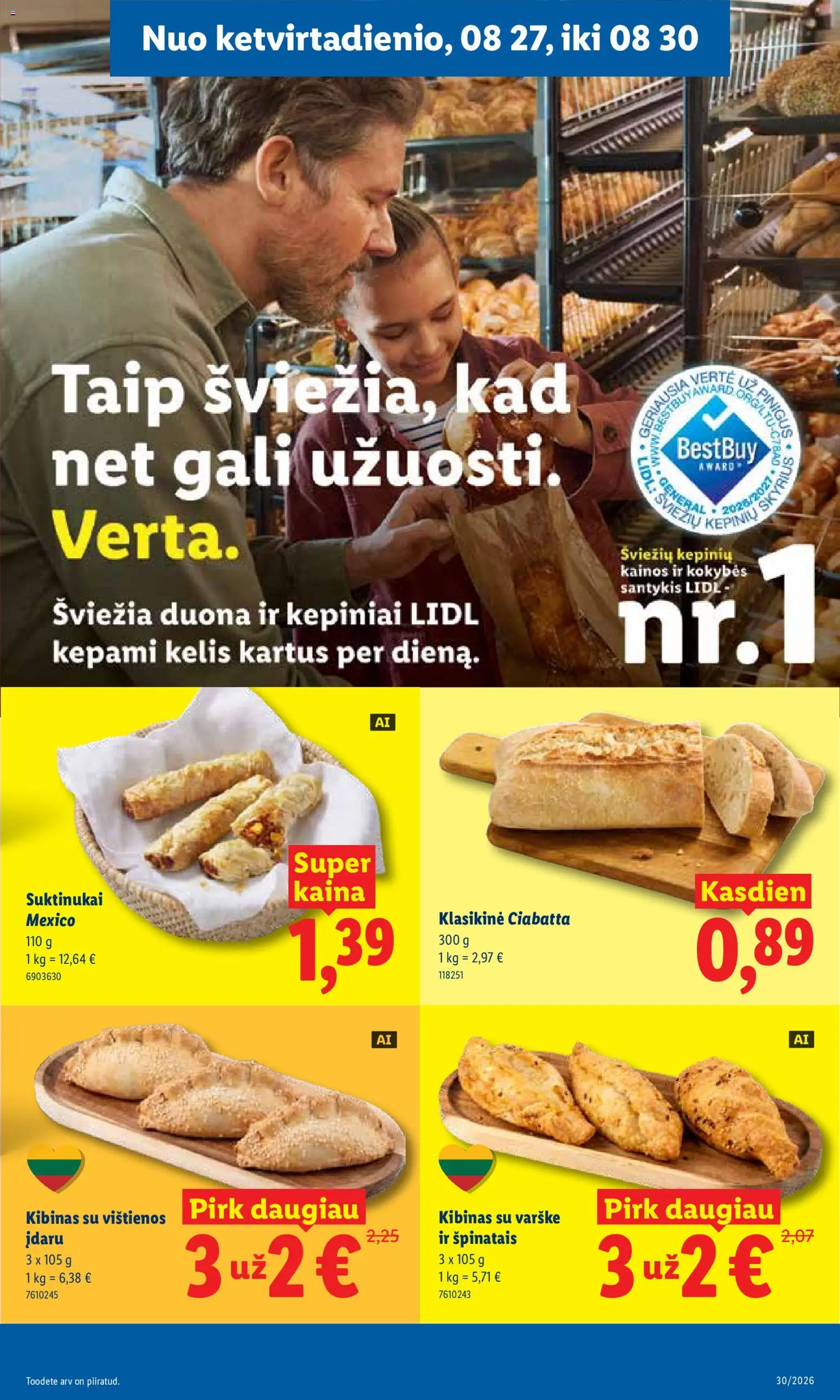 LIDL akcijos nuo 2026.08.24 | Puslapis: 33 | Prekių: Vištienos, Duona, Varškė