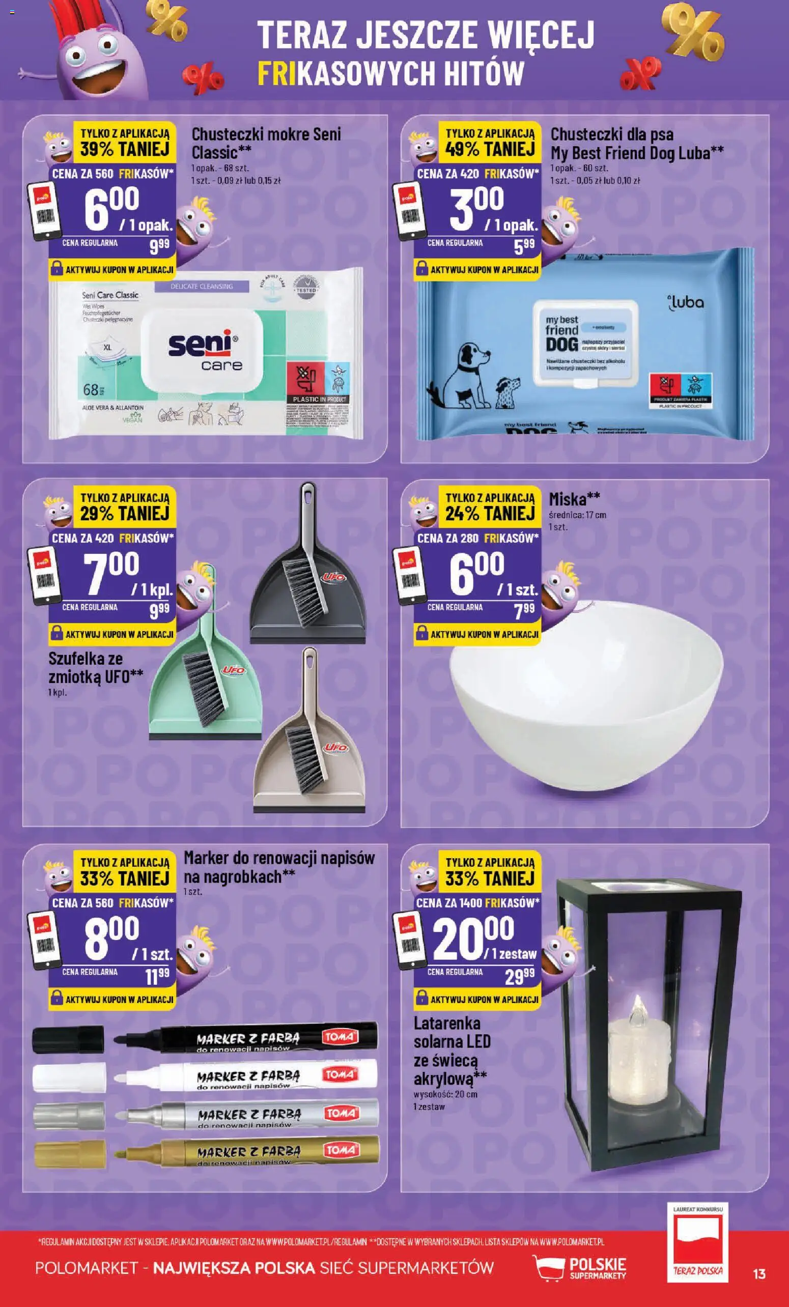POLOmarket gazetka - Frikasowe Hity od 30.09.2026 | Strona: 13 | Produkty: Chusteczki, Świeca, Chusteczki mokre