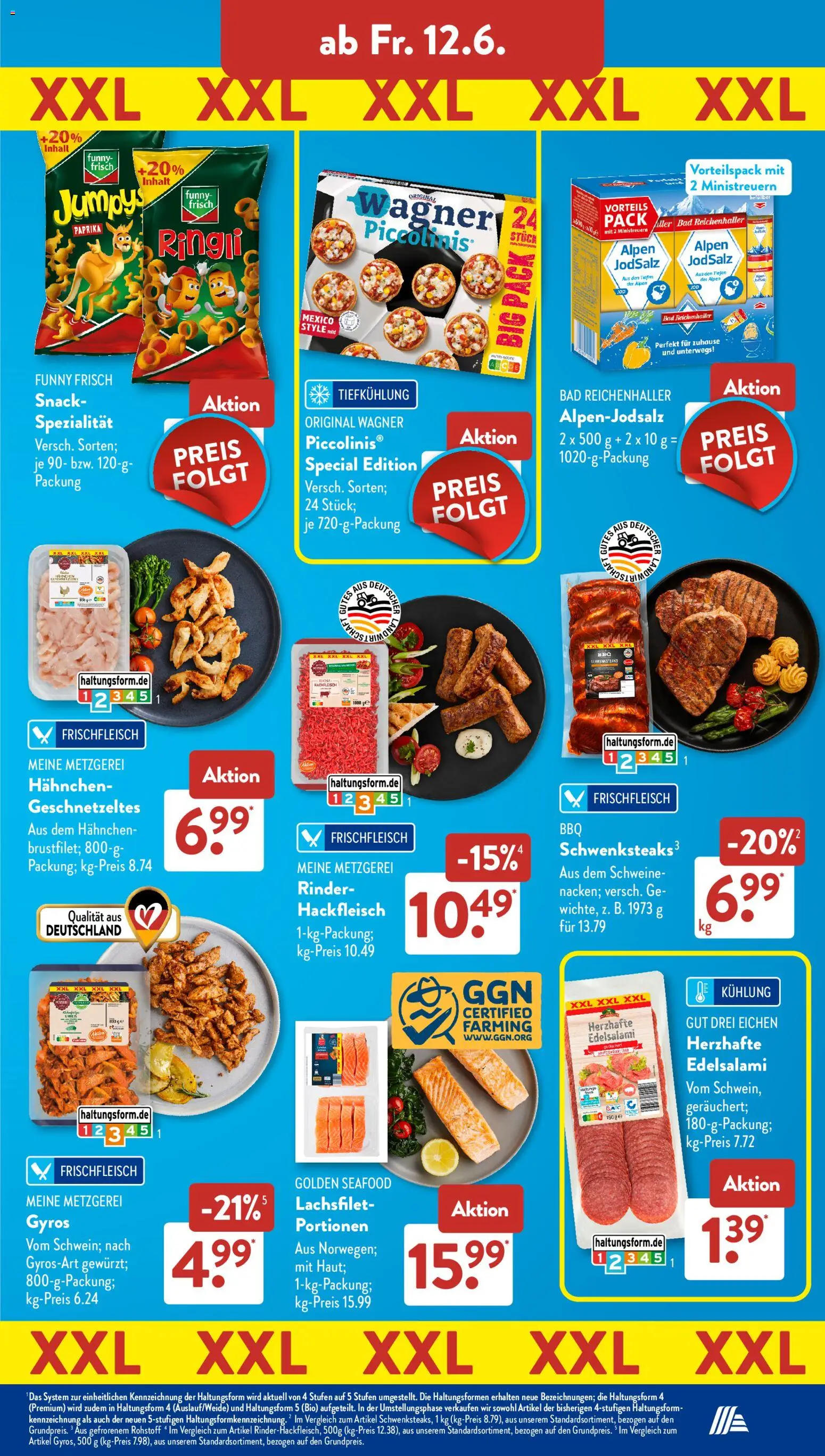 Aldi Süd Prospekt – gültig ab 08.06.2026 | Seite: 12 | Produkte: Hahnchen, Bad, Paprika, Hackfleisch