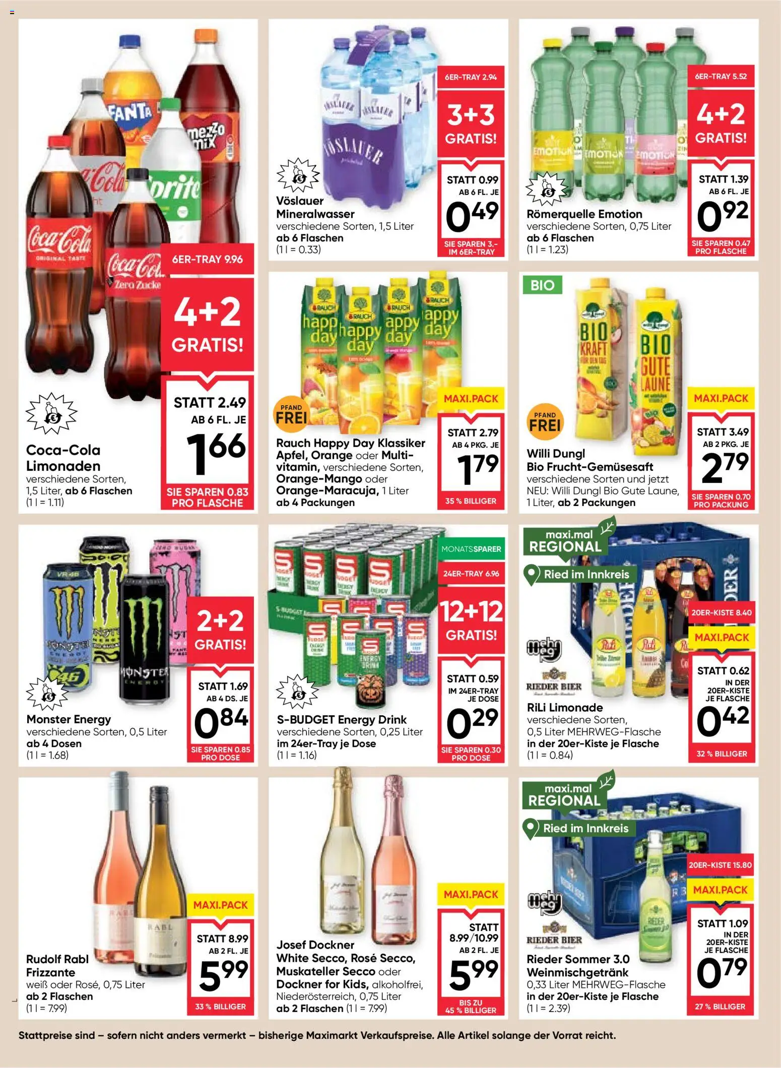 Maximarkt Flugblatt gültig ab 15.10.2026 | Seite: 14 | Produkte: Mineralwasser, Fanta, Bier