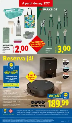 Pré-visualização Lidl Novidades válido de 27/07/2026 | Página: 7 | Produtos: Agua, Alicate, Robô, Pó