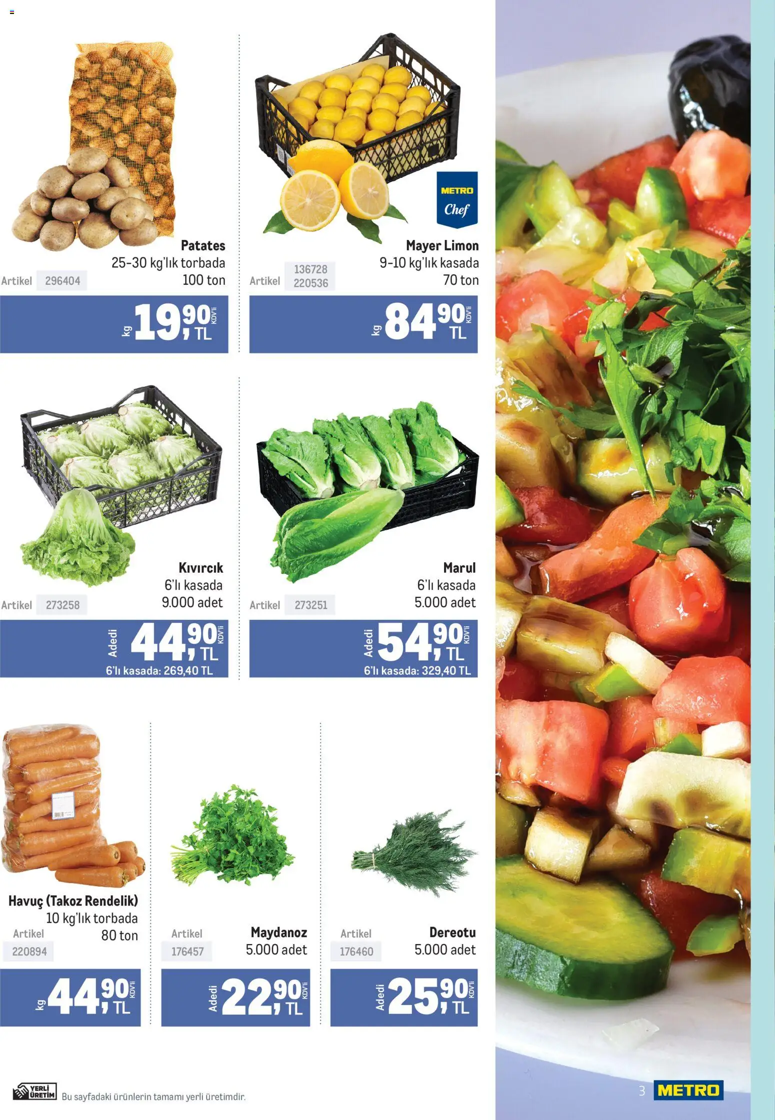 Metro - Lokantalar - 14.05.2026 tarihinden itibaren geçerlidir | Sayfa: 3 | Ürünler: Havuç, Patates, Limon, Dereotu