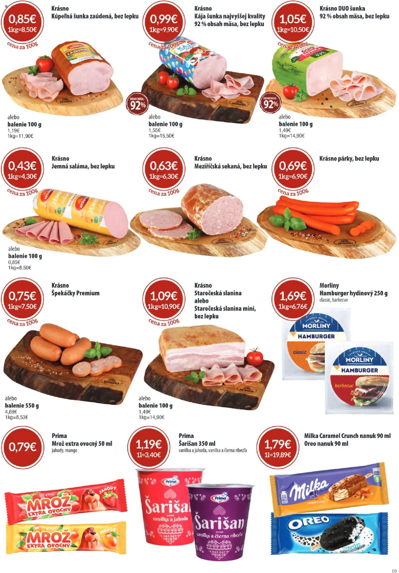 Nové Sintra akcie – leták je platný od 06.08.2026 | Strana: 10 | Produkty: Kúpelňa, Šunka, Nanuk, Milka
